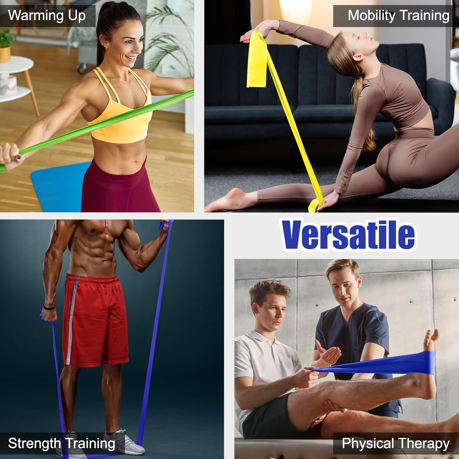 Latex-Gymnastikband, elastisches Fitnessbänder-Set für Workouts, Pilates, Yoga, Physiotherapie und Reha, Widerstandsbänder-Set für Sport, elastisches Band, Fitnessbänder für Training, 1,8 m lang – Bild 5