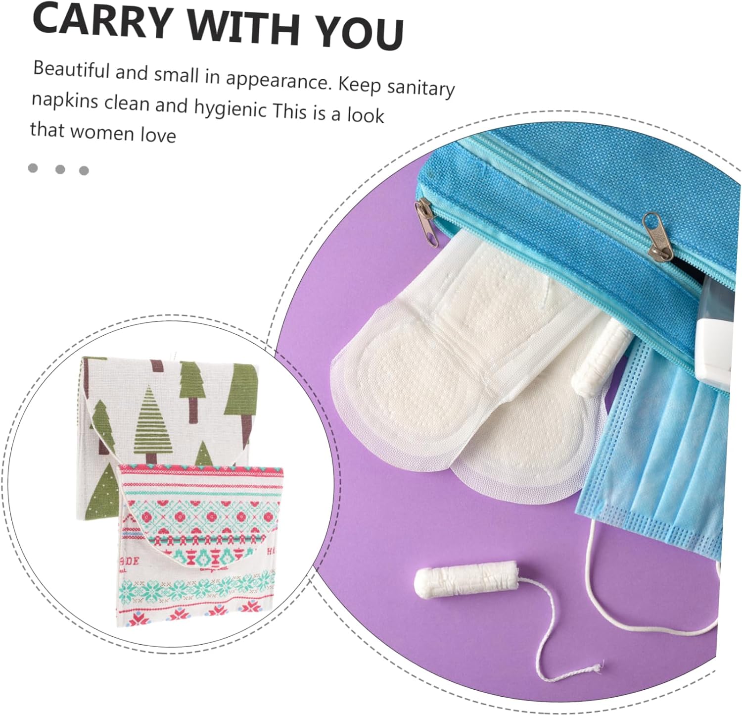 PACKOVE 5er-Pack Aufbewahrungstaschen für Damen, Hygieneprodukte, wasserdichter Organizer für Geldbörse, praktisch für Reisen und Outdoor-Aktivitäten – Bild 5