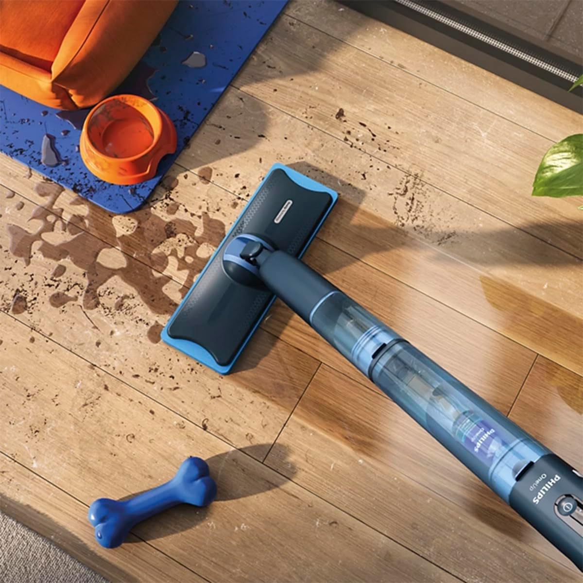 Elektrischer Wischmopp der Philips OneUp 5000-Serie – 2 x sauberere Böden², 2 x schnelleres Wischen, zwei Feuchtigkeitseinstellungen für harte und empfindliche Böden, kabellos mit 360°-Schwenkung (XV5113/01) – Bild 2