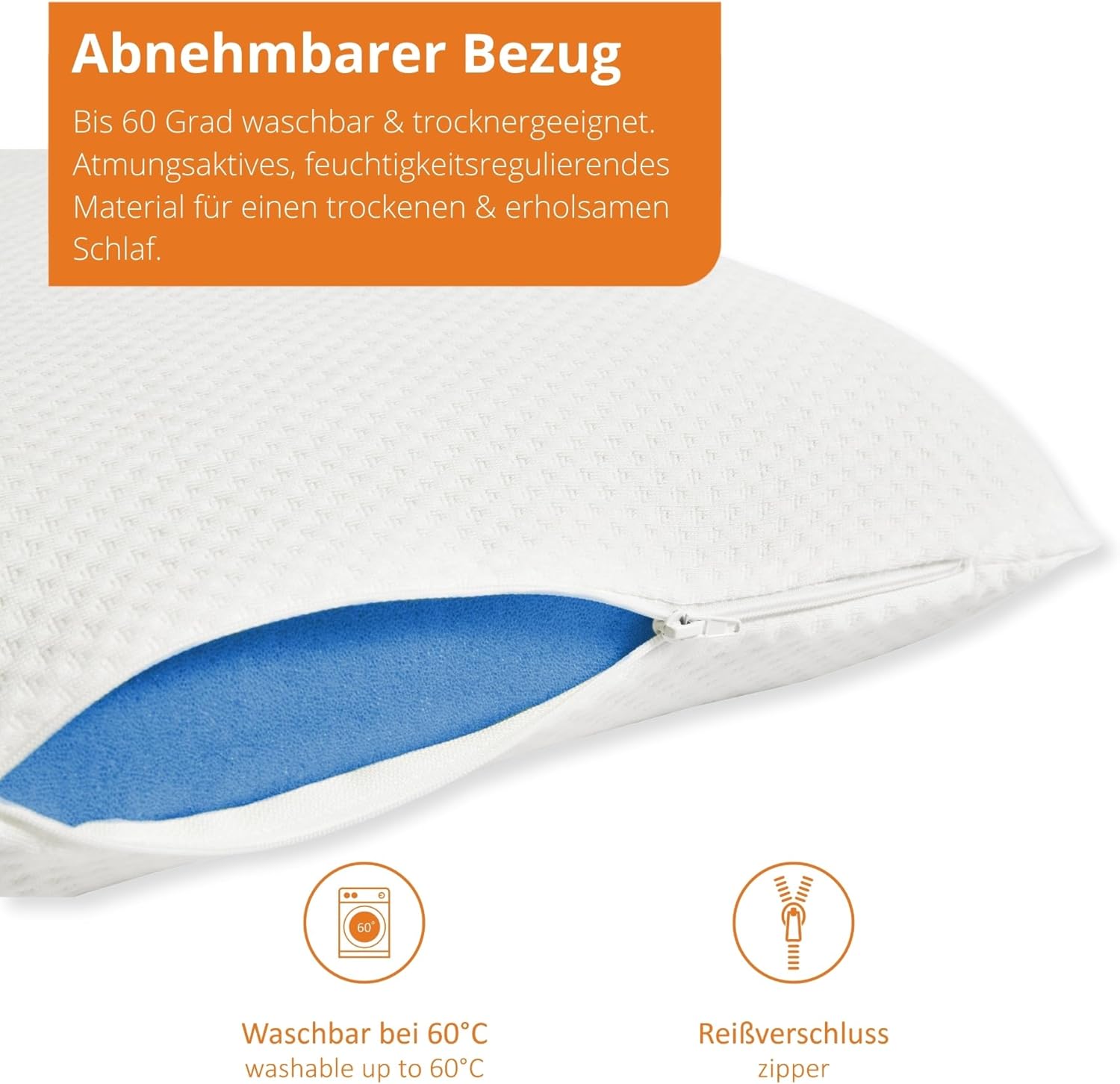 orthopädisches Nackenstützkissen von sleepling 34 x 74 cm, extra weiches Nackenkissen, Visco-Kissen 34 x 74 cm, Kissen mit Memory-Schaum, hergestellt in der EU, Öko-Tex, waschbar bis 60 Grad – Bild 2