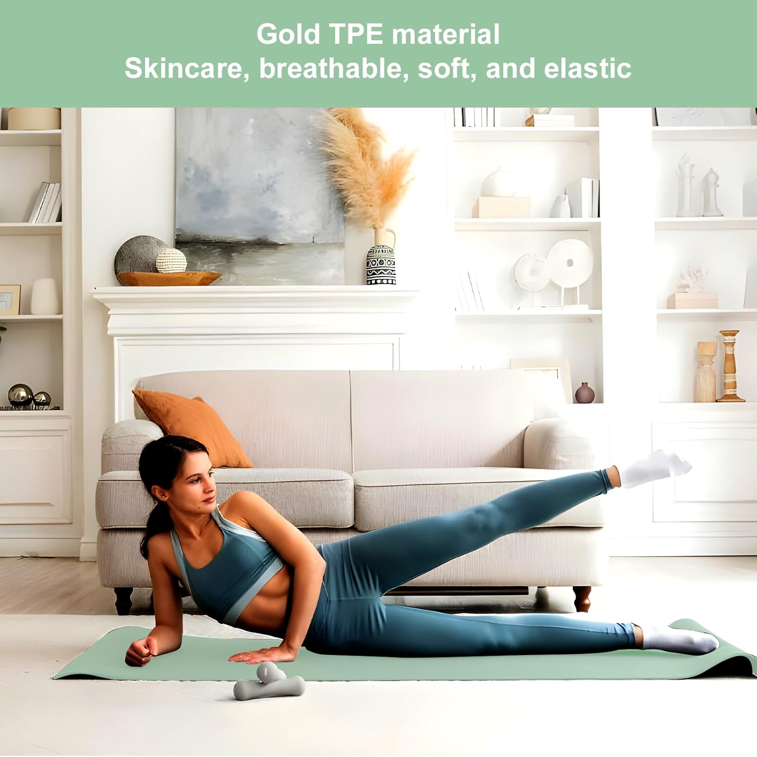 Gymnastikmatte, Yogamatte, rutschfeste Yogamatte, Sportmatte, Fitnessmatte, Gymnastikmatte, Trainingsmatte, Yogamatte, 186 x 61 cm, Sportmatte, Trainingsmatte, für Fitness, Pilates und Gymnastik – Bild 5