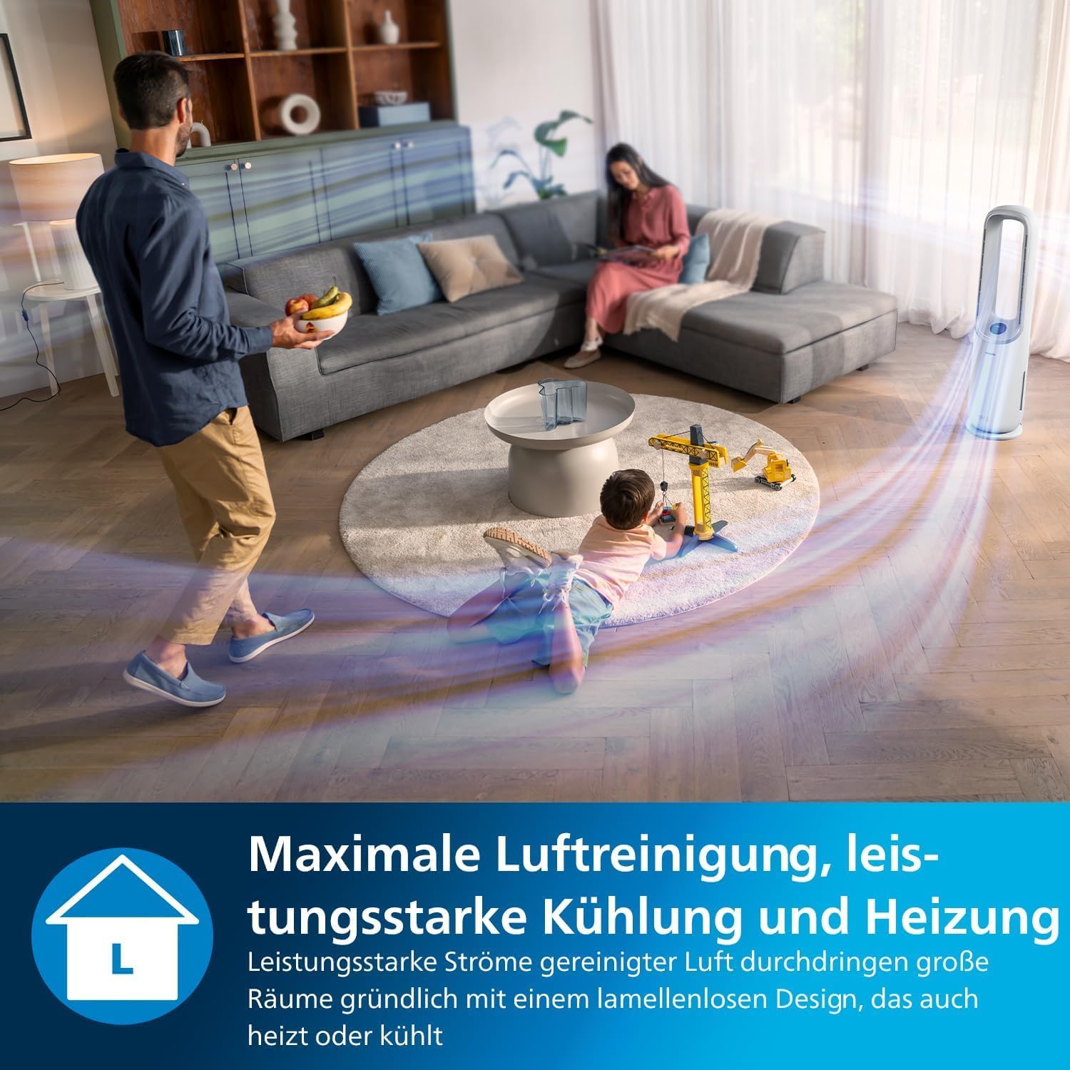 Philips Air Performer 7000 Serie – 2-in-1-Luftreiniger und – Ventilator – Reinigt Räume mit bis zu 70 m2 – HEPA- und Aktivkohlefilter – Verbunden mit Air+ App – AMF765/10 – Bild 4