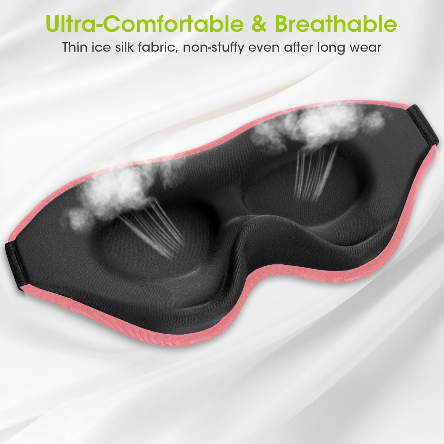 Schlafmaske für Seitenschläfer, Laitver 2025, aktualisiertes Design, 3D-Lichtblockierende Augenmaske für Damen und Herren, bequem und atmungsaktiv, druckfreie Schlafmaske mit verstellbarem Gummiband, Rosa – Bild 6