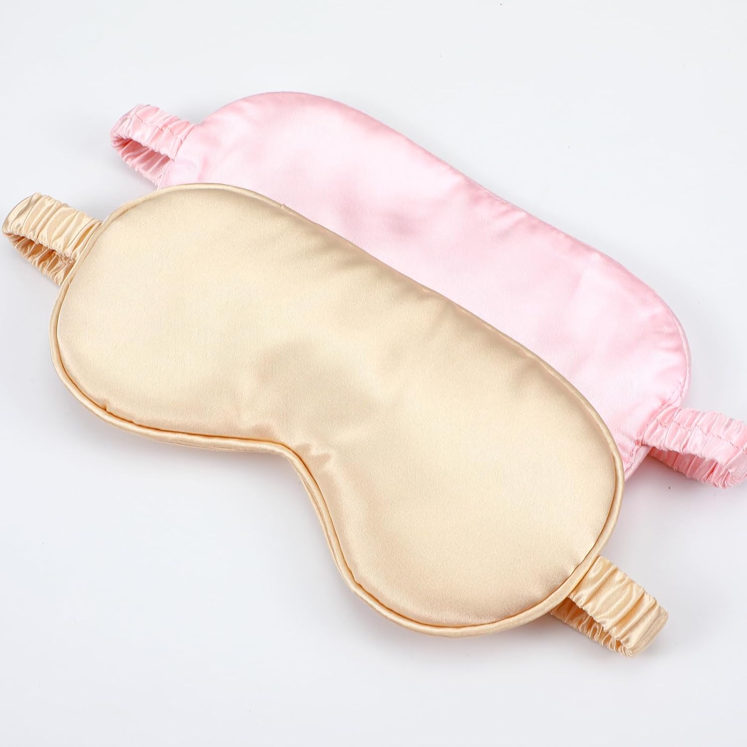 2er-Pack Schlafmasken aus Seide, Augenmaske für Frauen mit verstellbarem Riemen, lichtblockierende Schlafbrille für Reisen und Zuhause, ultraweich und atmungsaktiv (Rosa + Blau) – Bild 5