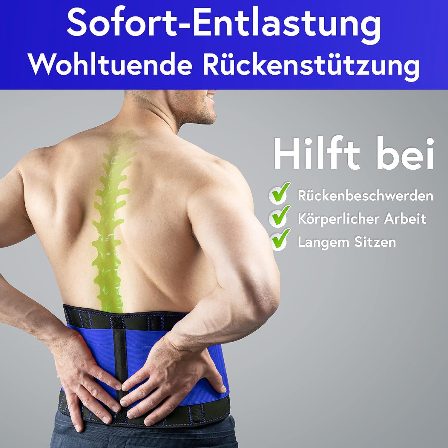Vigo Sports Rückenbandage, maschinenwaschbar – Anti-Schweiß-Nierengürtel zur effektiven Rückenstabilisierung – Rückenstützgürtel für Damen und Herren – Wärmender Lordosenstützgürtel – Bild 3