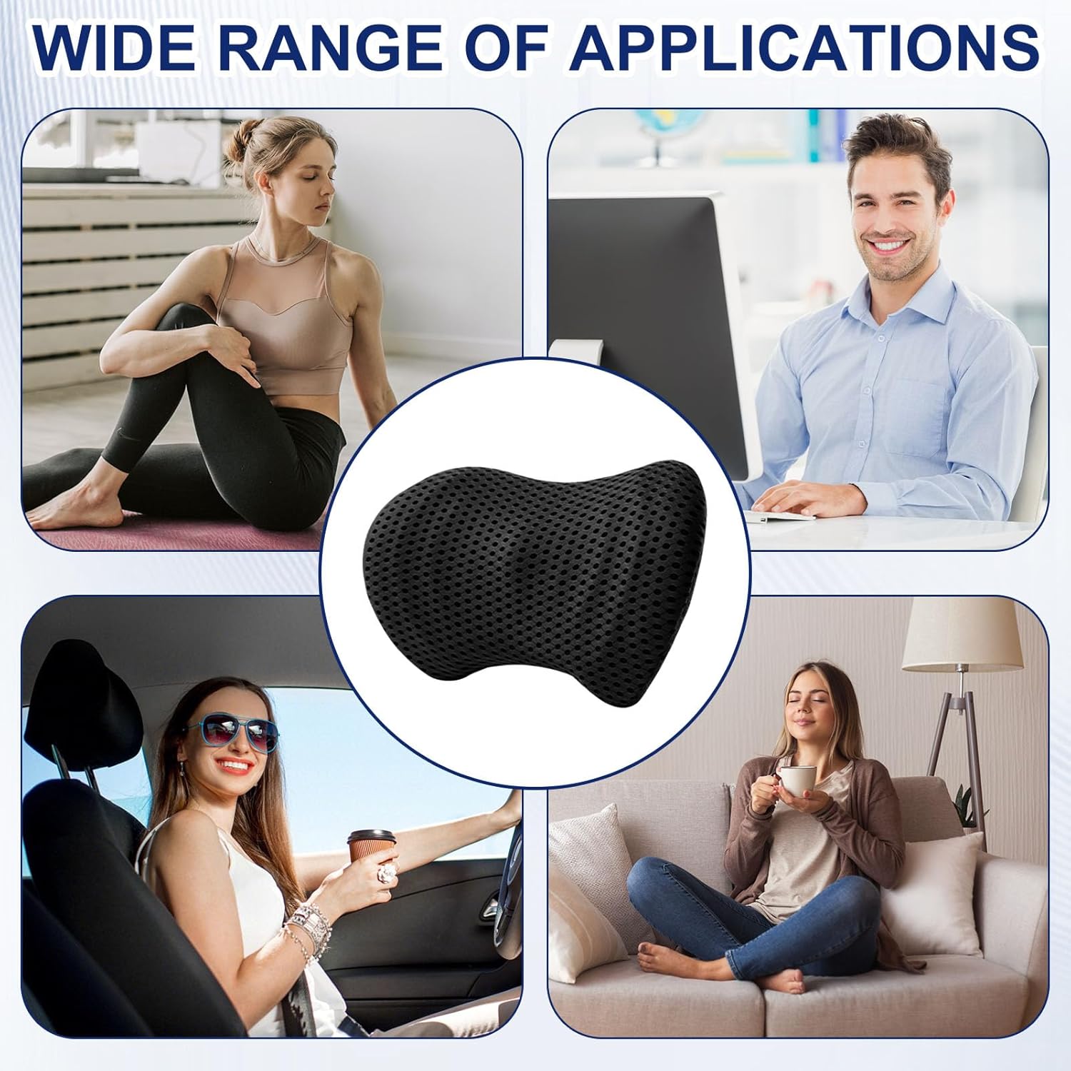 Raxfekro Lendenkissen Rückenkissen, Ergonomisches Memory Foam Lendenkissen, Rückenkissen zur Rückenstütze, Lendenstützkissen für Autositze und Bürostühle (Schwarz) – Bild 7