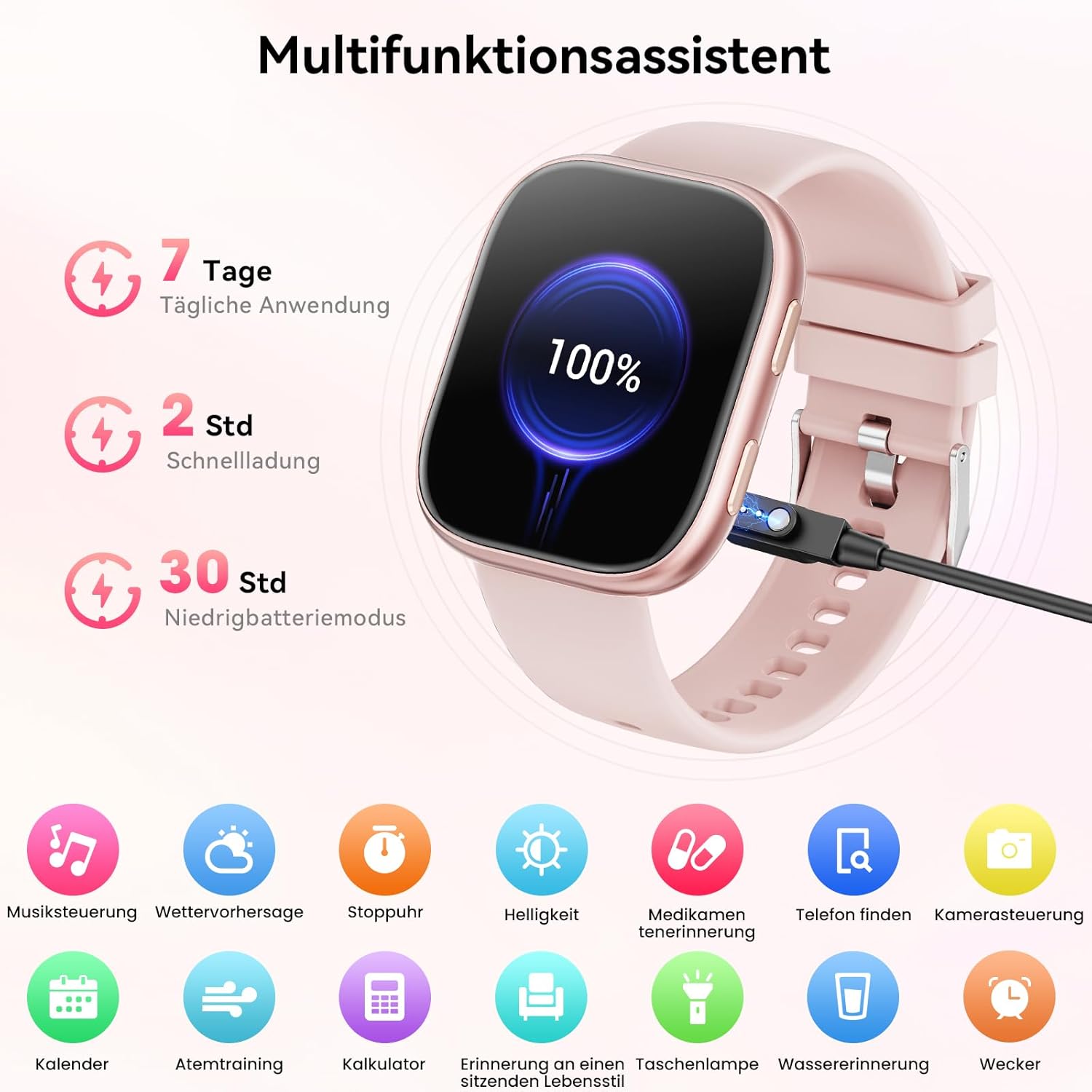 Smartwatch Damen Herren mit 7 Armbändern & Geschenkbox, 1.83" HD Smartwatch mit Bluetooth-Anruf, Fitness Tracker mit SpO2, Pulsmesser, Schlafmonitor, Schrittzähler, IP68 Wasserdicht, 100+ Sportmodi – Bild 8