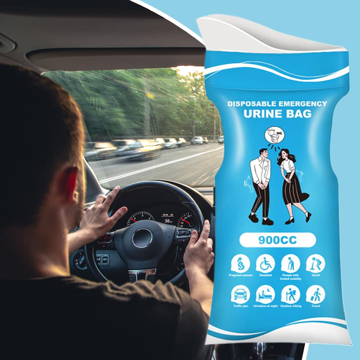 Reisetaschen, tragbarer Hygienebehälter für Frauen, 900 ml, auslaufsichere Hygieneprodukte für Erwachsene, Kinder, schwangere Patienten, Fahrer, Reisen – Bild 3