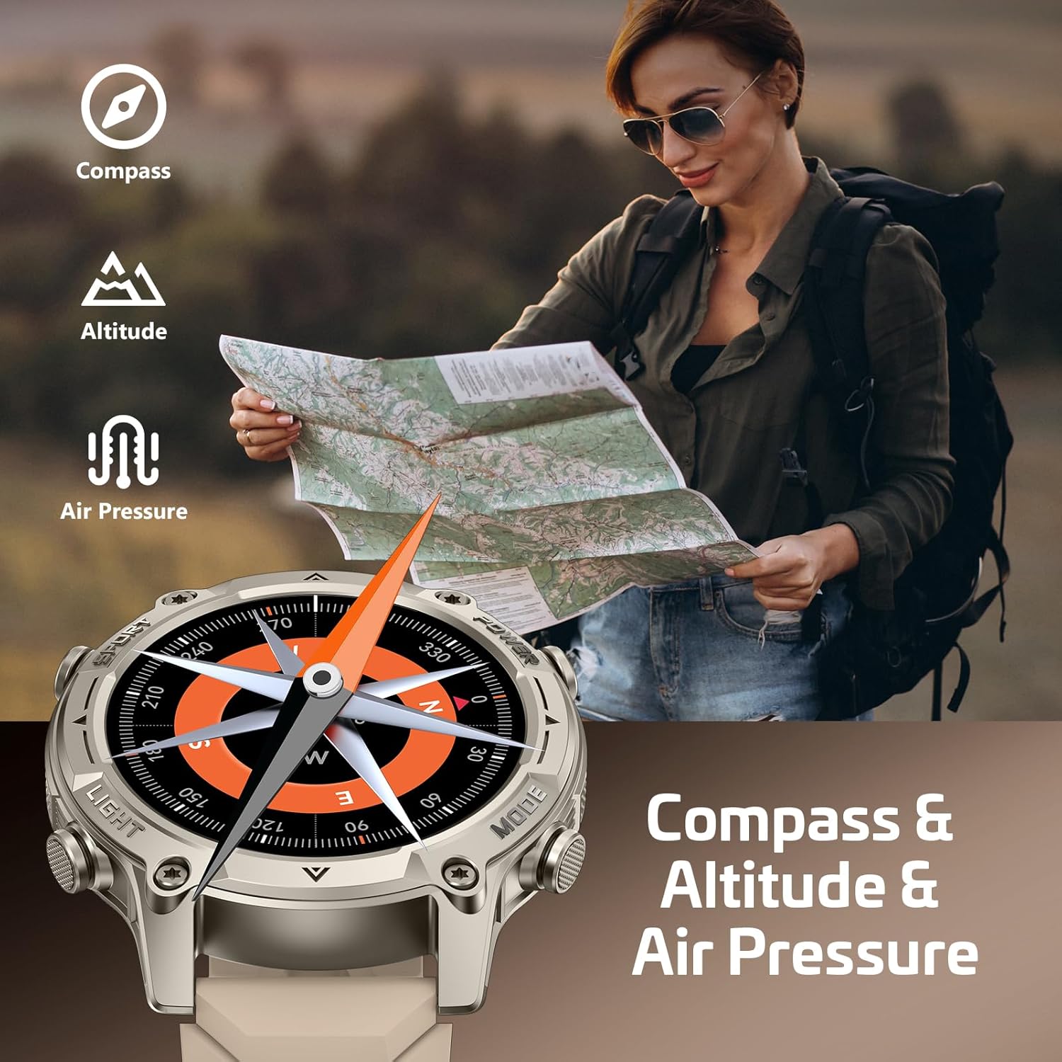 Smartwatch für Männer und Frauen mit GPS, Offline-Karten und 6-Satelliten-Navigationssystem, 5ATM wasserdicht, 21-Tage-Akku, KI-Sprachassistent, 178 Sportmodi, Fitness-Tracker mit Herzfrequenzmesser und Schlafmonitor für Android iOS – Bild 9