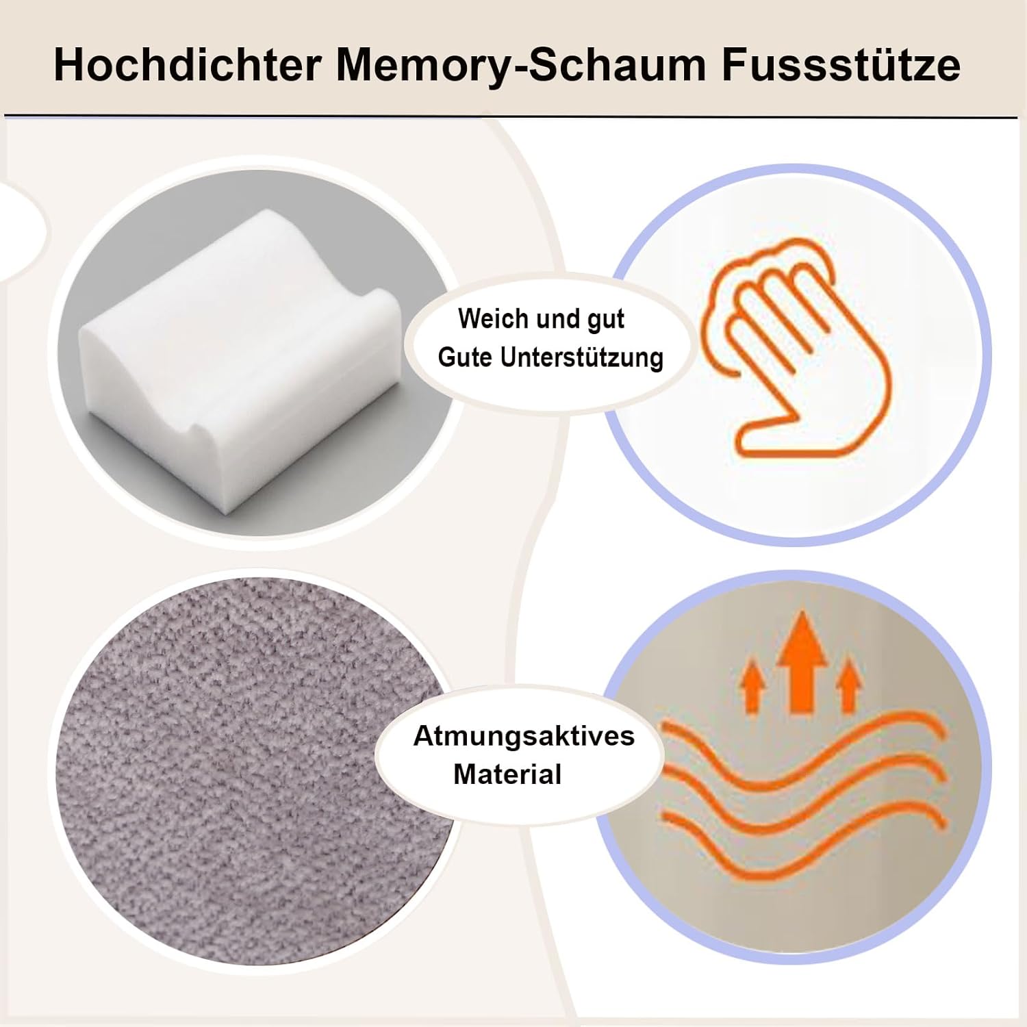 Fußstütze für den Schreibtisch, ergonomische Fußstützen für das Büro mit Premium-Schaumstoffkern und abnehmbarem Deckel, rutschfeste Fußstütze für unter dem Schreibtisch, Rücken- und Hüftschmerzen, hellgrau, mittel – Bild 6