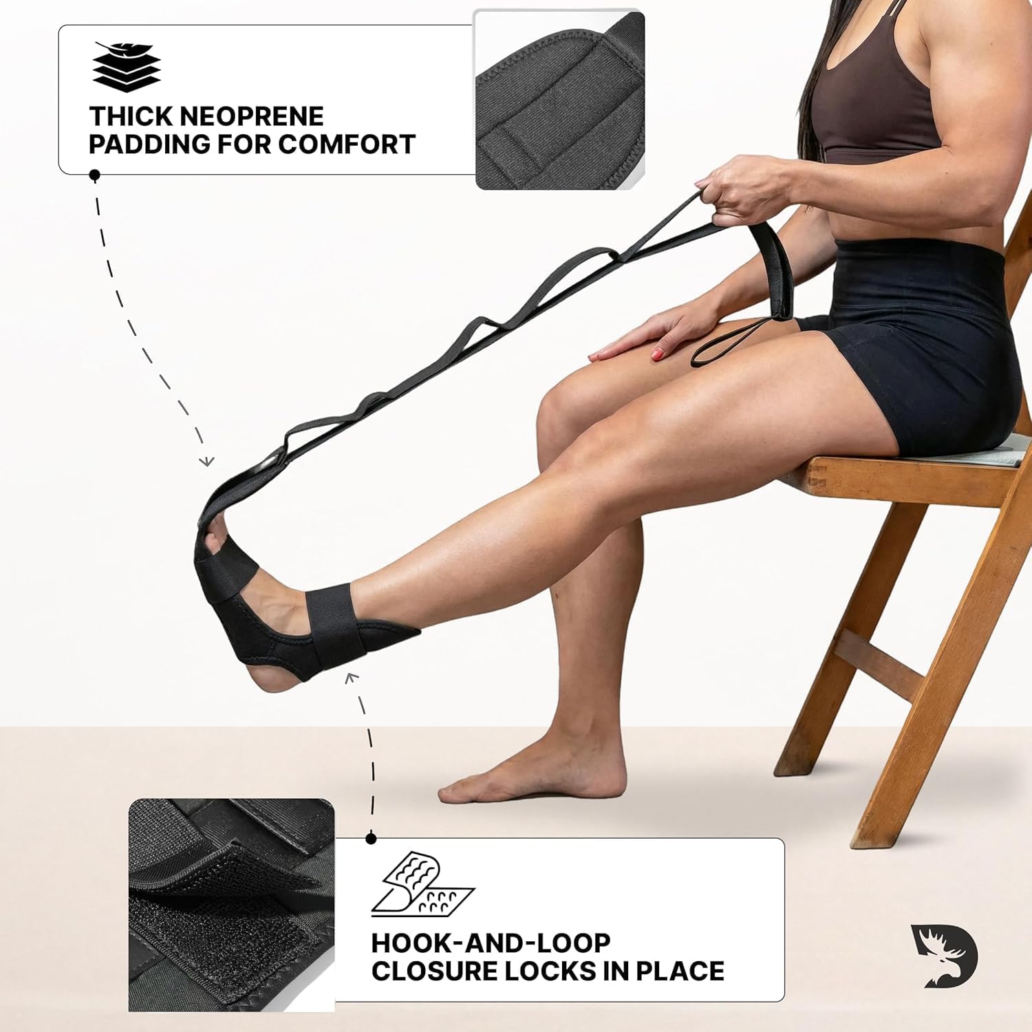 DMoose Fitness Yoga-Gurt für Fußstrecker – verstellbares, gepolstertes Dehnband für Plantarfasziitis, Fersensporn und Achillessehnenentzündung – Faszienstrecker-Gurt zum Dehnen der Beinmuskulatur – Bild 6