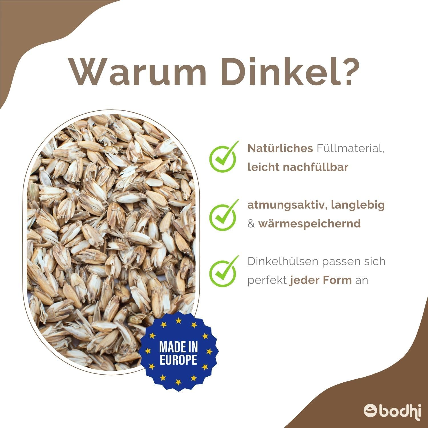Bodhi Meditationskissen Rondo ECO extra flach | Bodenkissen mit Bio Dinkelfüllung | Bezug aus 100 % Baumwolle | Yogakissen mit 15,5 cm Sitzhöhe | Waschbarer Bezug mit Trageschlaufe | Waldgrün – Bild 5
