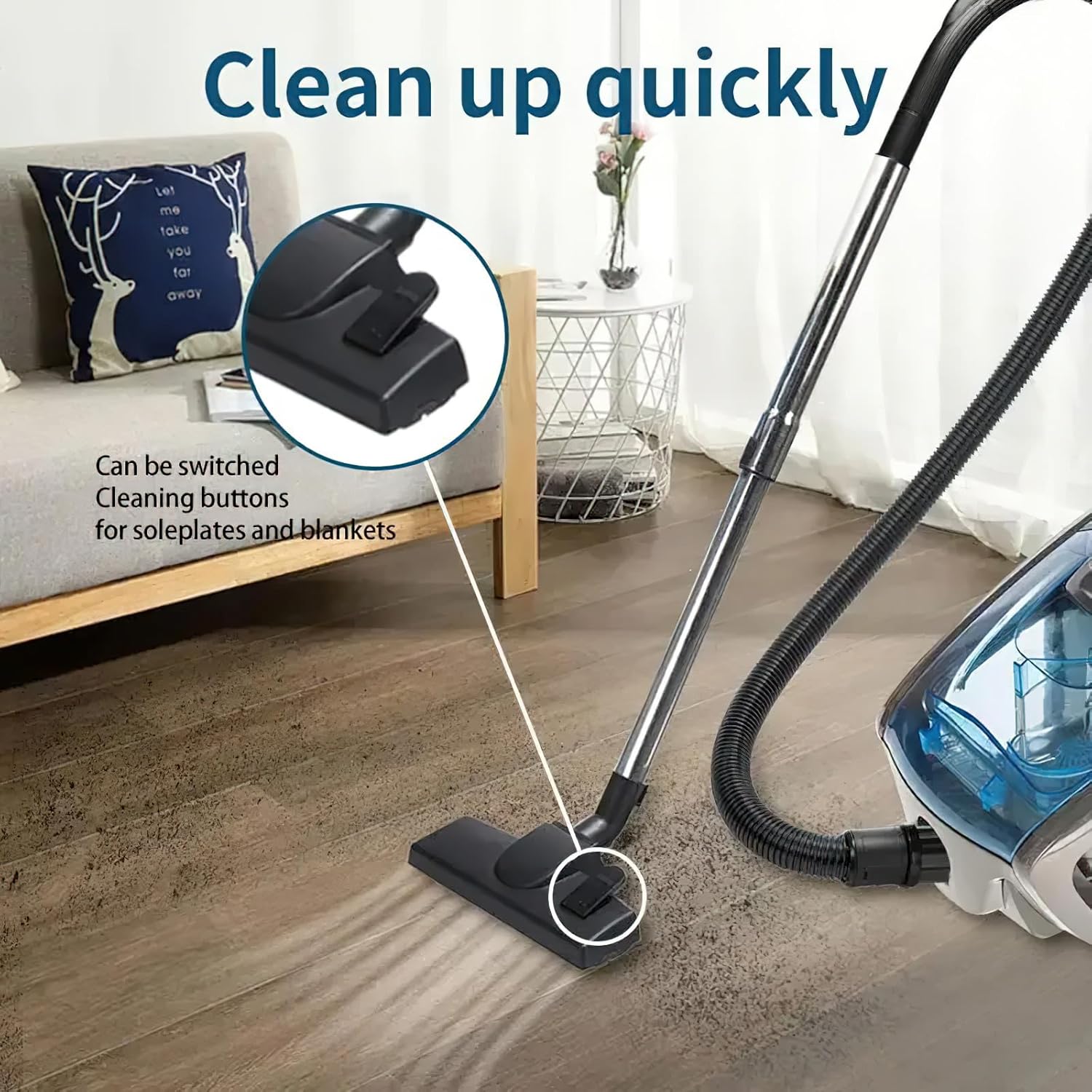 Beutelloser Staubsauger von Eznaobo, 2500 W Bodenstaubsauger mit HEPA-Filter, Bodendüse für Hartböden und Teppich, 5 m Netzkabel, 1,5 Liter Staubbehälterkapazität, Blau – Bild 3