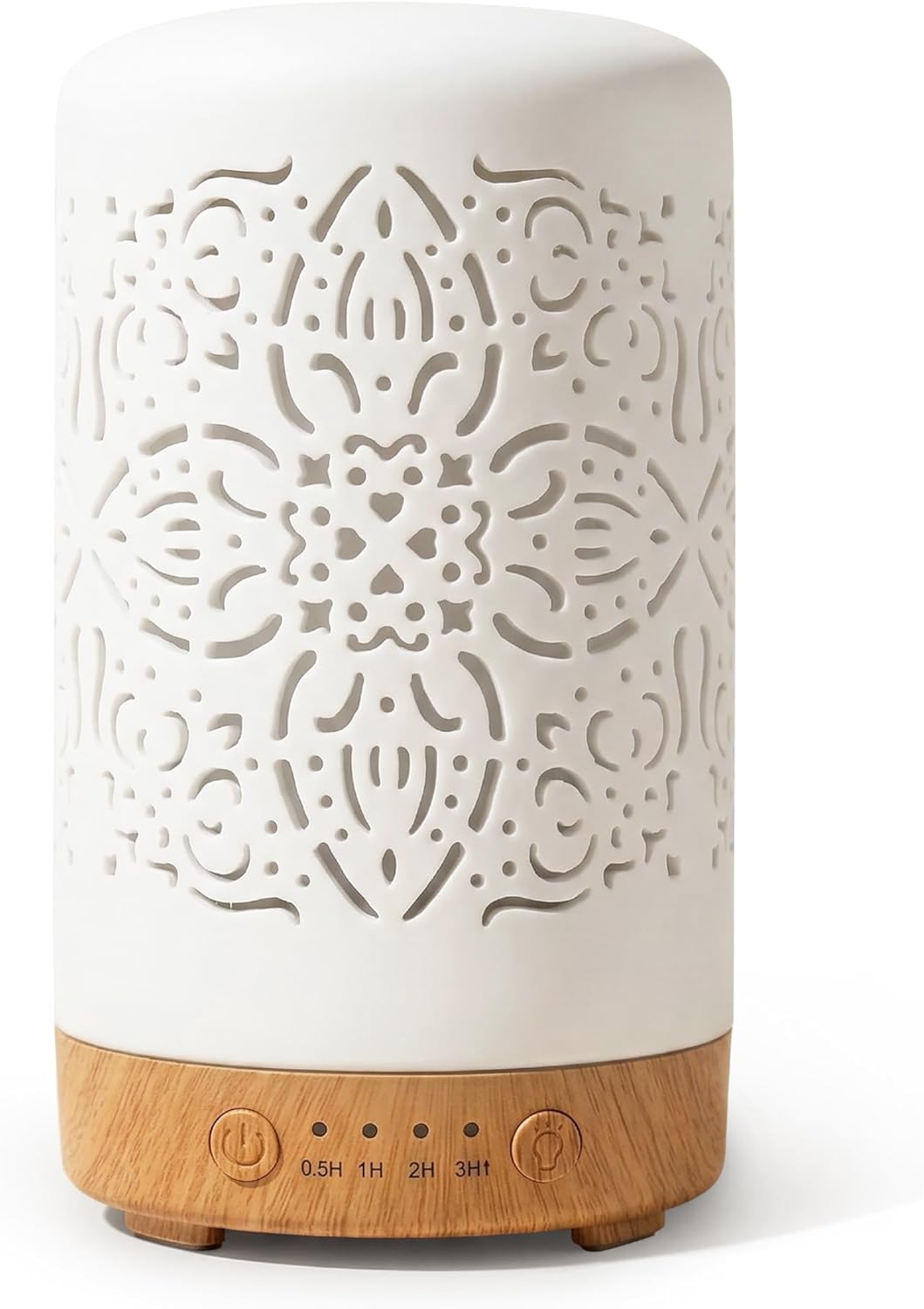 FGJGJ Diffusoren für ätherische Öle, Ultraschall, 100 ml, Aromatherapie-Diffusor aus weißer Keramik mit 4 Timern – Luftbefeuchter mit kühlem Nebel, LED-Leuchten in 7 Farben – wasserlose automatische Abschaltung für das Heimbüro, 2er-Set