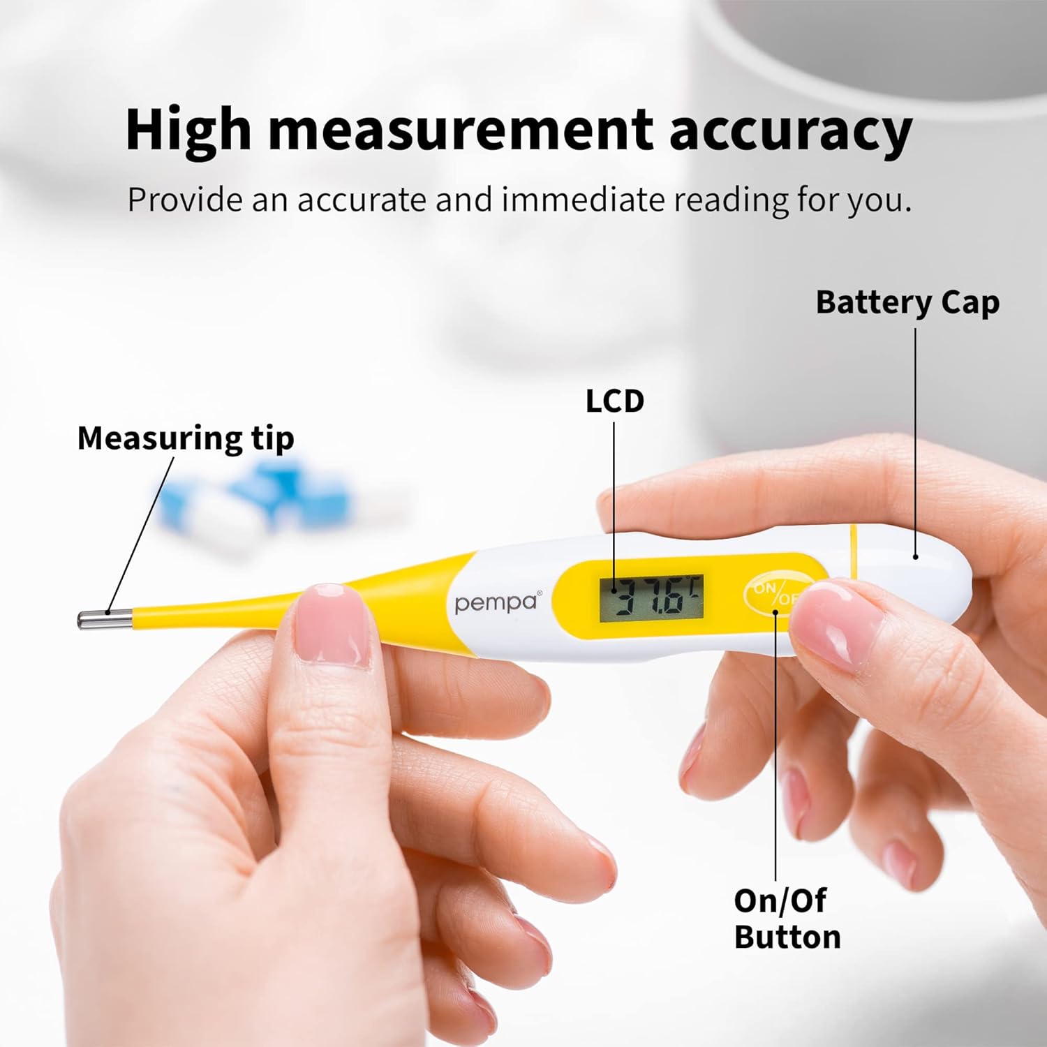 Digitales Fieberthermometer, rektales, orales Achselthermometer, wasserdichtes Thermometer mit flexibler Spitze, genaue und schnelle Messwerte – Bild 5