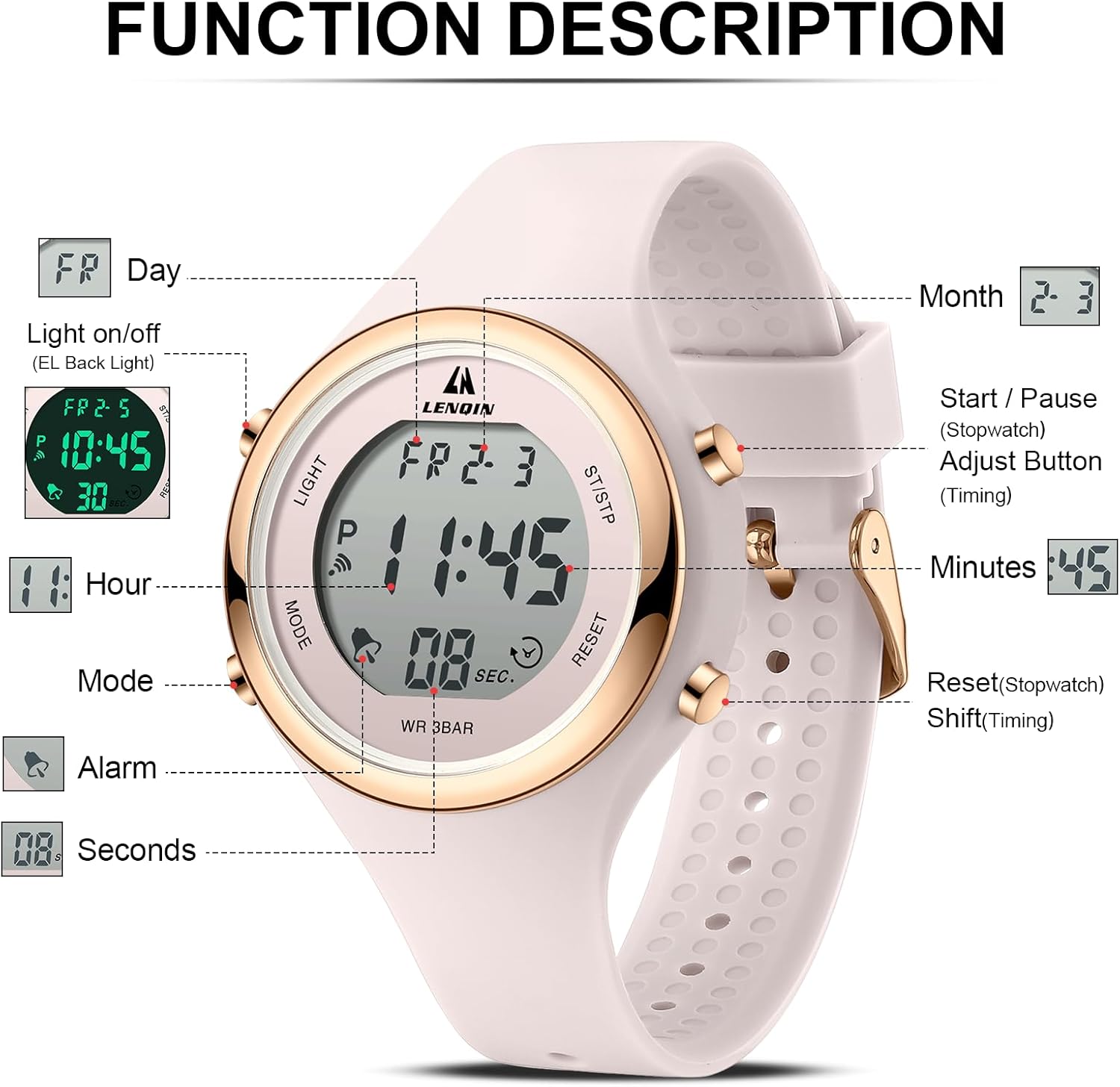 Damenuhren Damenuhr Wasserdichte Sport-Chronographenuhren für Damen – Bild 6