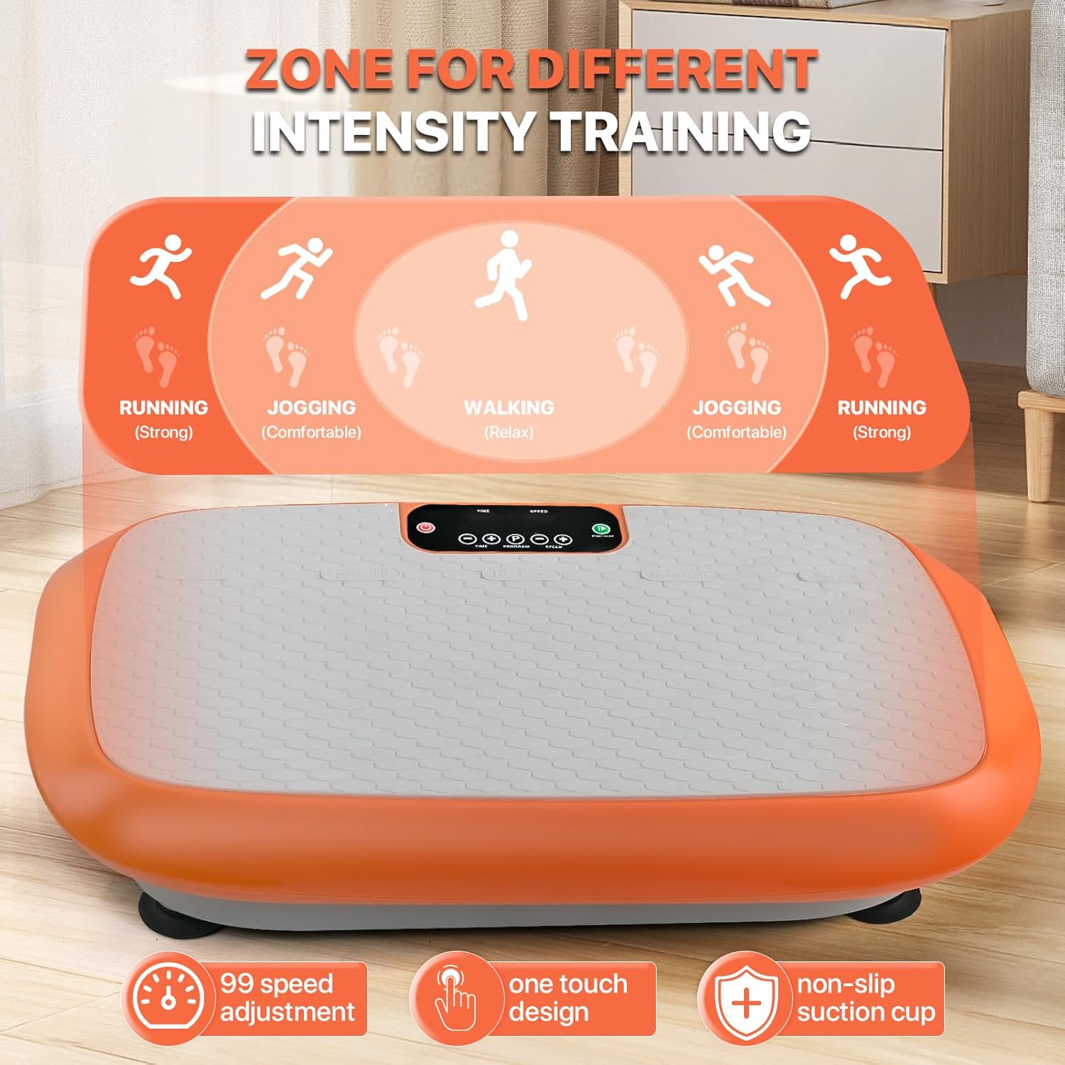 Vibrationsplatten-Trainingsgerät zur Gewichtsreduktion, Fitnessgerät, Vibrationsplatten-Plattform für Heimfitness, Lymphdrainage, Schütteln, Ganzkörper-Shaker, 99 einstellbare Geschwindigkeiten – Bild 4