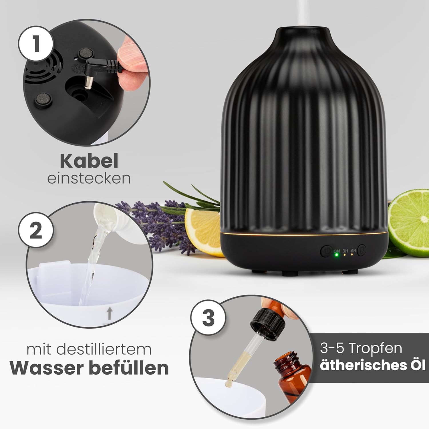 MALMØ Keramikdiffusor (250 ml) – Aromadiffusor für ein angenehmes Raumklima – Diffusor für ätherische Öle – Duftöl-Entschärfer für die Aromatherapie – Bild 5