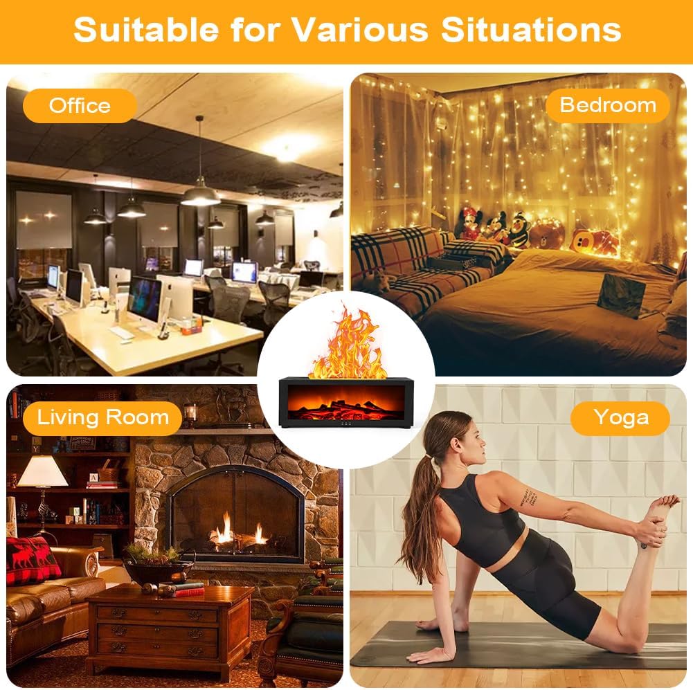 Flammen-Aroma-Diffusor, 7-Farben-Licht-Aroma-Diffusor für Duftöle, mit Fernbedienung, für Zuhause, Wohnzimmer, Schlafzimmer, Yoga, Spa, Büro – Bild 9