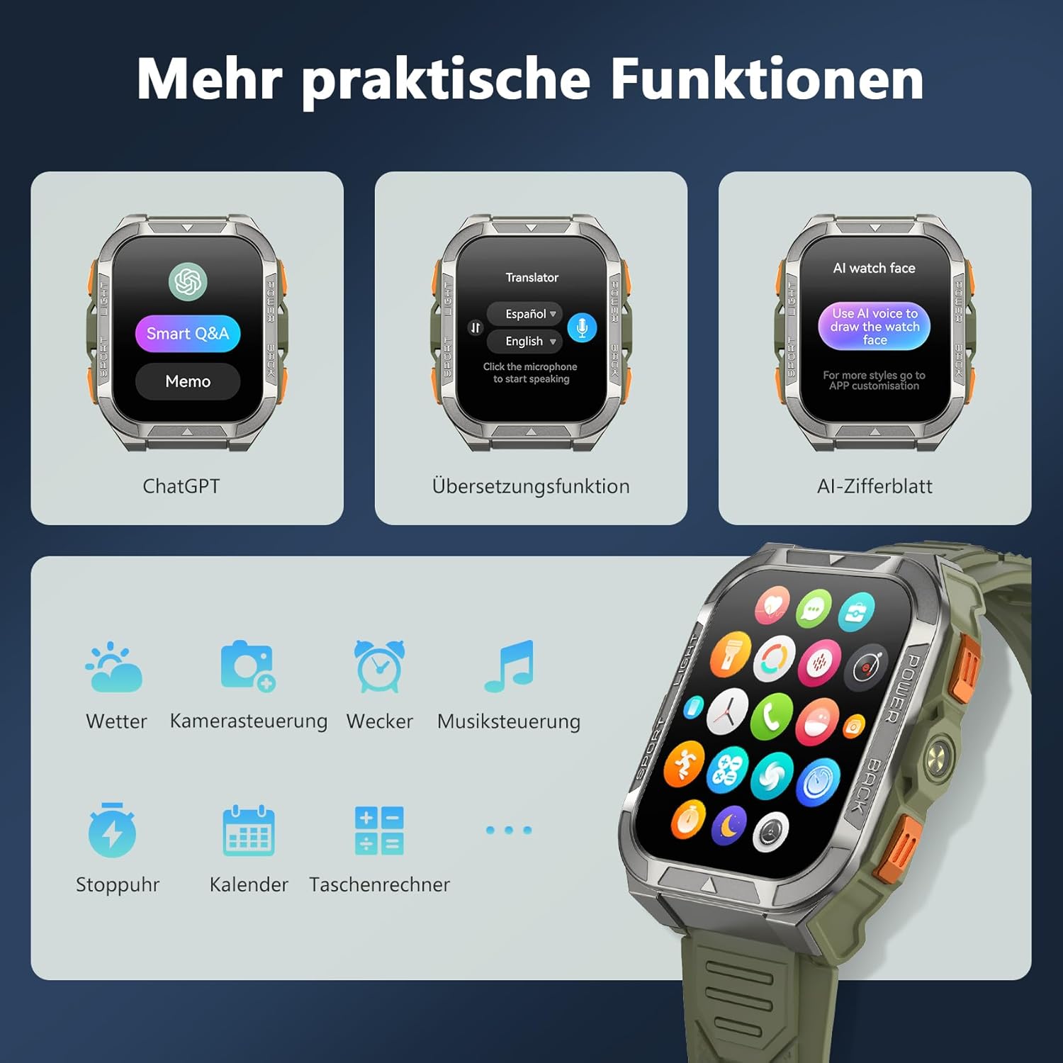 Blackview Smartwatch Herren mit integriertem GPS & Kompass, Bluetooth-Anrufe, 900 mAh Akku, Sportuhr mit Schrittzähler, Fitnessuhr, 110+ Sportmodi, Gesundheits- und Schlafmonitor, Uhr für Android iOS – Bild 8