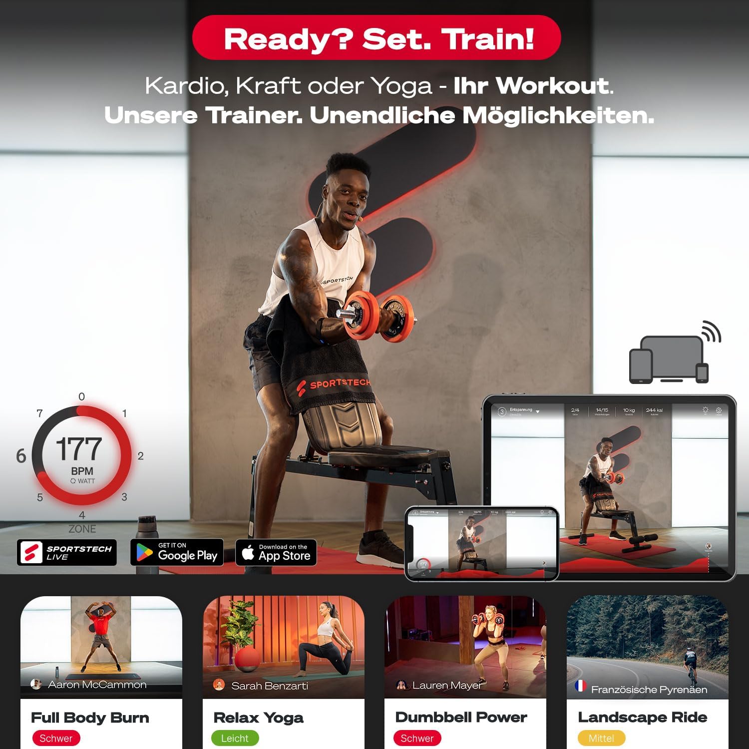 Sportstech 2-in-1 Hantelset mit Silikonhülle, deutsche Qualitätsmarke, Hanteln und Langhantel in einem, Hanteln mit 20 kg / 30 kg aus Gusseisen, effektives Fitness-Krafttraining, AH300, – Bild 5