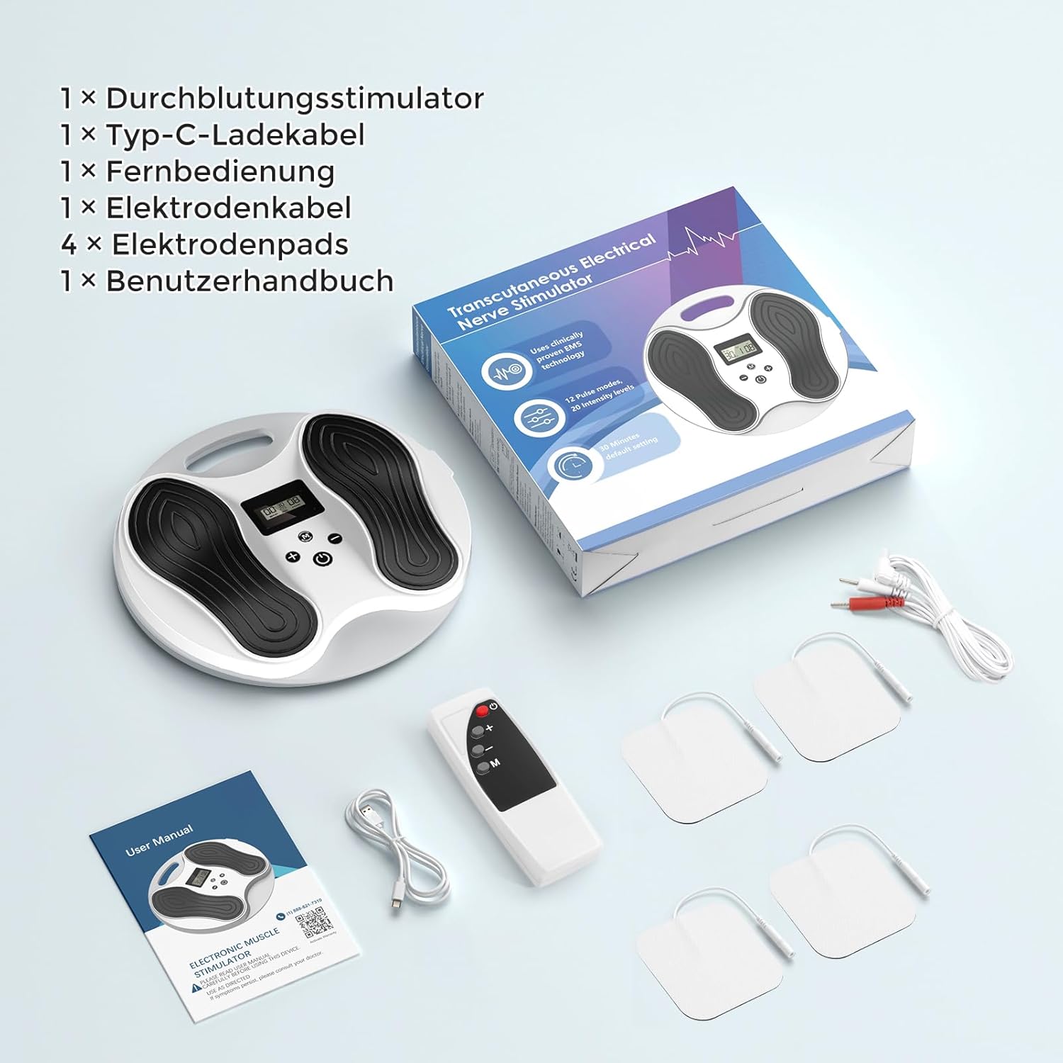Medic Durchblutungsstimulator für Füße und Beine, EMS-Fußmassagegerät, lindert Neuropathie, Knie- und Beinschmerzen, fördert die Fußzirkulation – elektrischer TENS-Stimulator mit 4 – Bild 6