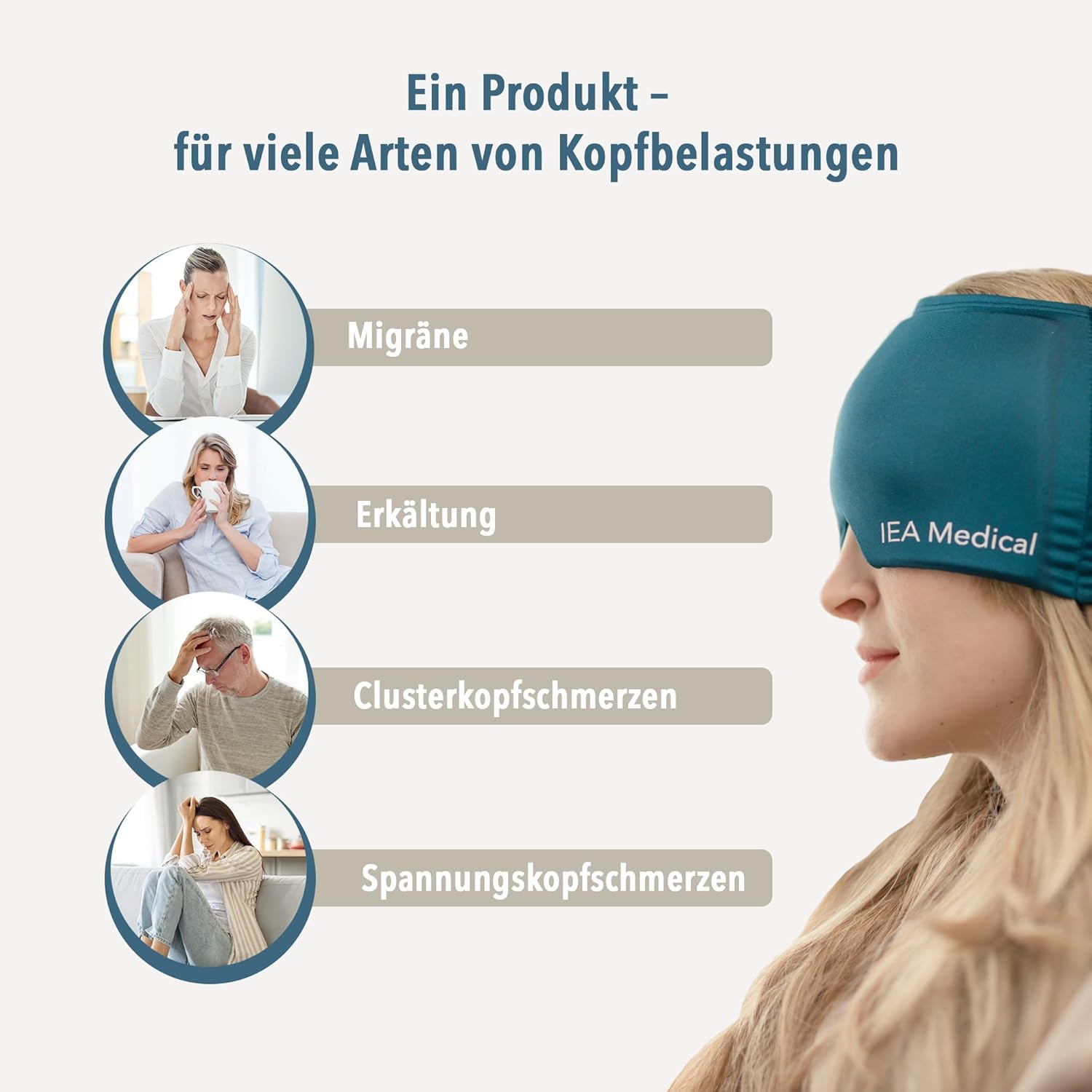 IEA Medical Migränemaske Doppelpack – 360° Gel Kühlmaske & Wärmemaske gegen Migräne, Einheitsgröße, Kopfschmerzmütze, Schlafmaske, kühlend, Kühlmütze Migräne, kühlende Kopfmaske – Bild 7