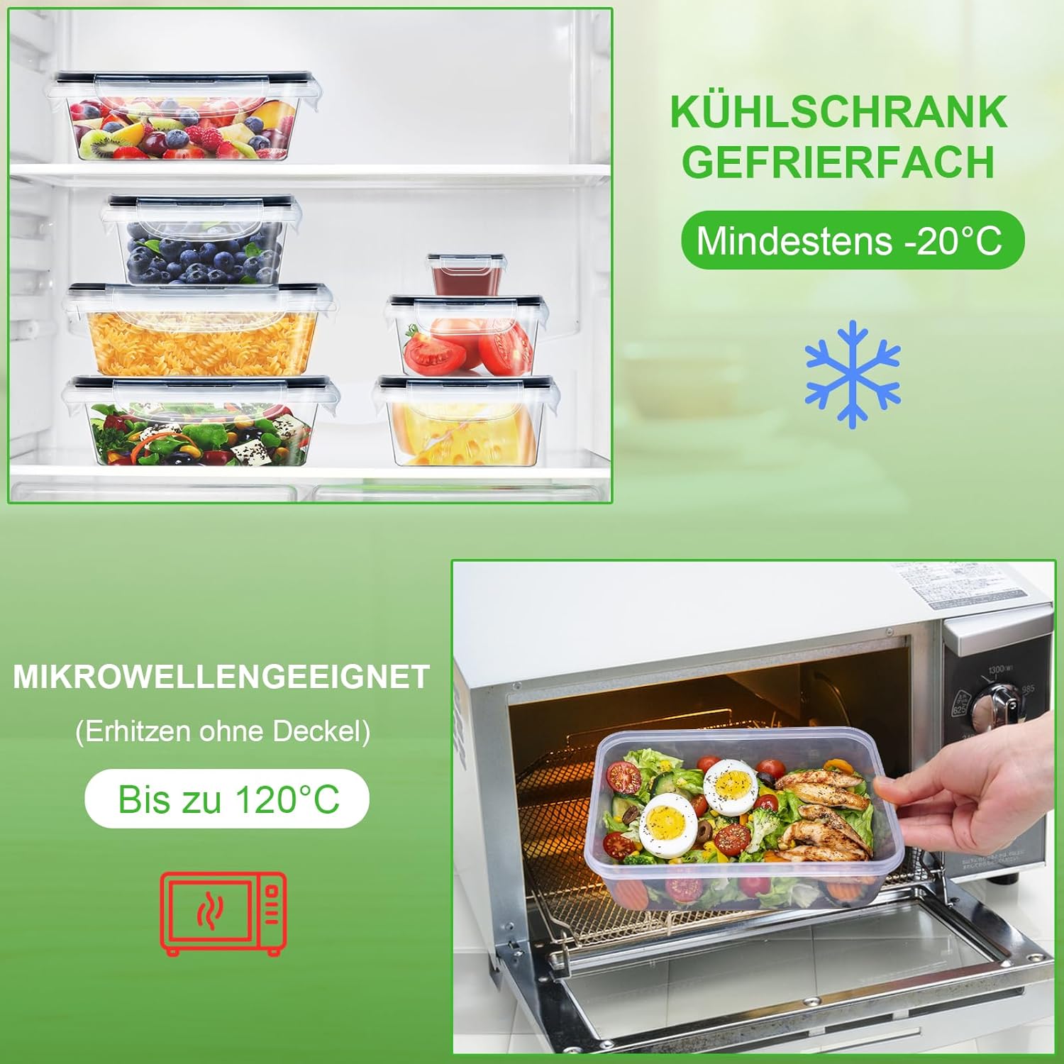 Kottwca Frischhaltedosen mit Deckel-Set, 30-teiliges Tupperware-Set (15 Behälter + 15 Deckel), Küchen-Meal-Prep-Boxen, 100 % auslaufsicher, BPA-freier Frischhaltebehälter für Mikrowelle und Kühlschrank – Bild 6