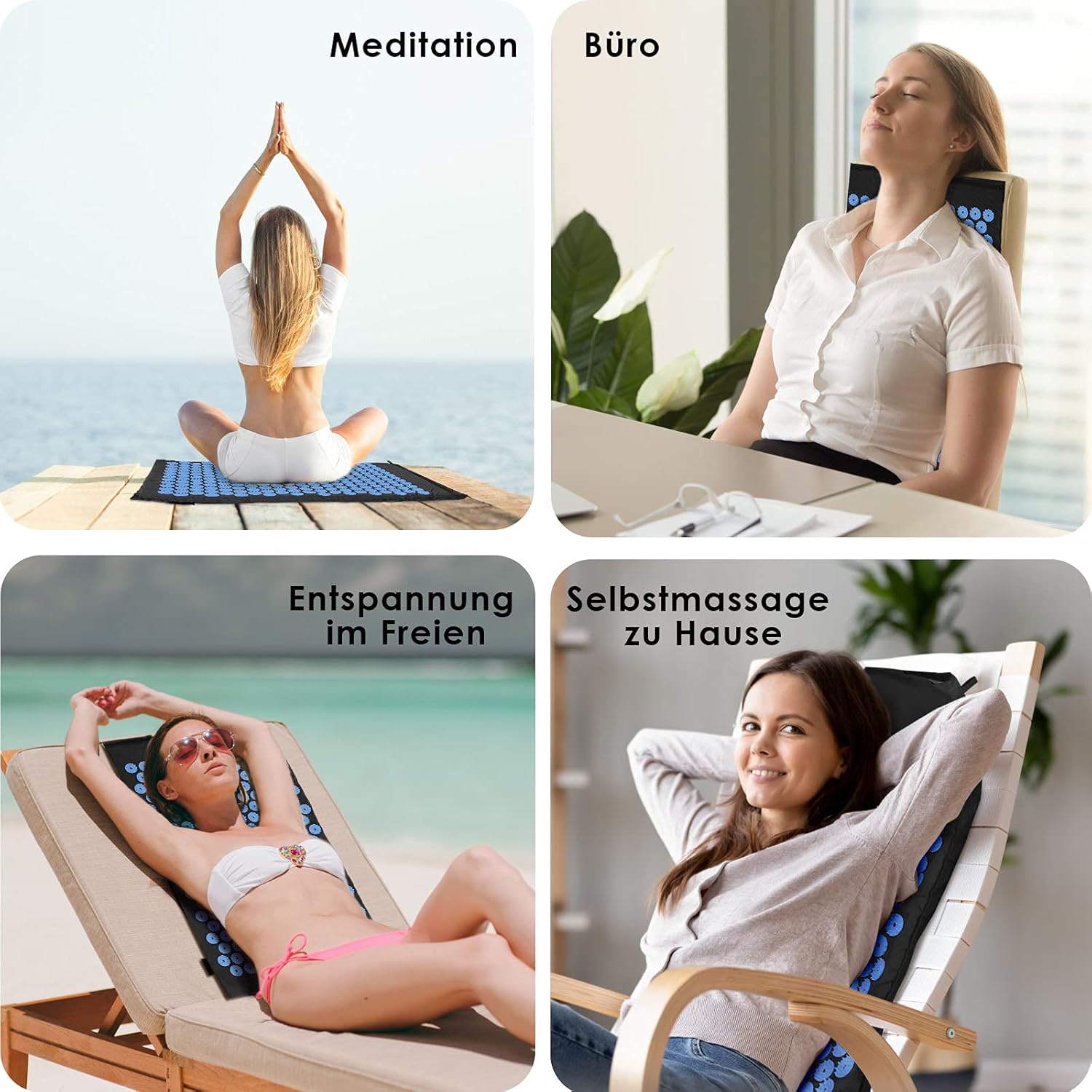 Akupressur-Set, Akupressurmatte mit Kissen zur wohltuenden Entspannung und Massage, zur Linderung von Rückenschmerzen, Kopf- und Nackenschmerzen, stimuliert Energiepunkte im Körper und stimuliert die Wirkung – Bild 5