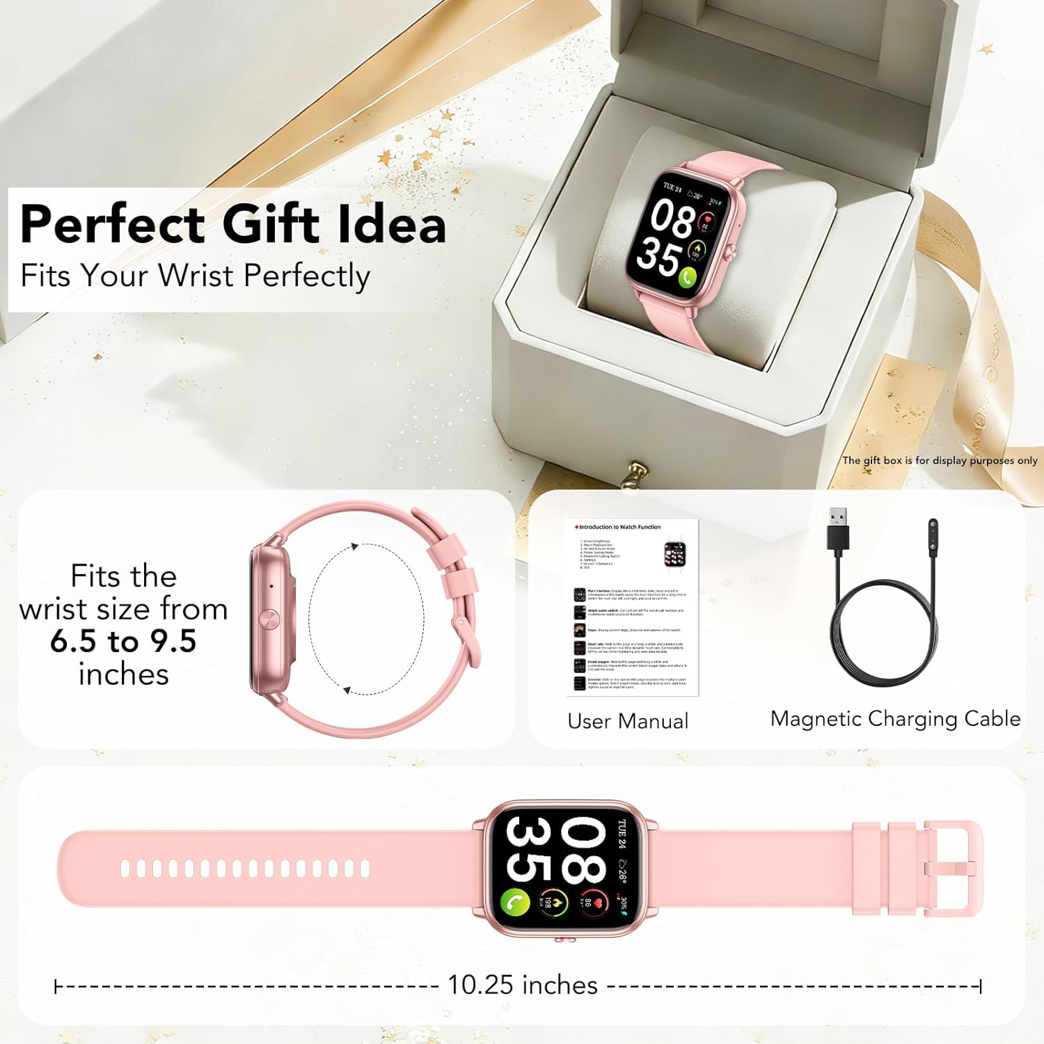 Smartwatch für Damen und Herren, 1,83 Zoll HD-Touchscreen, 20 Tage Akkulaufzeit, Fitnessuhr mit Herzfrequenzmesser, Schlafmonitor, Schrittzähler, Bluetooth-Anruffunktion, 112+ Sportmodi, IP68 – Bild 8