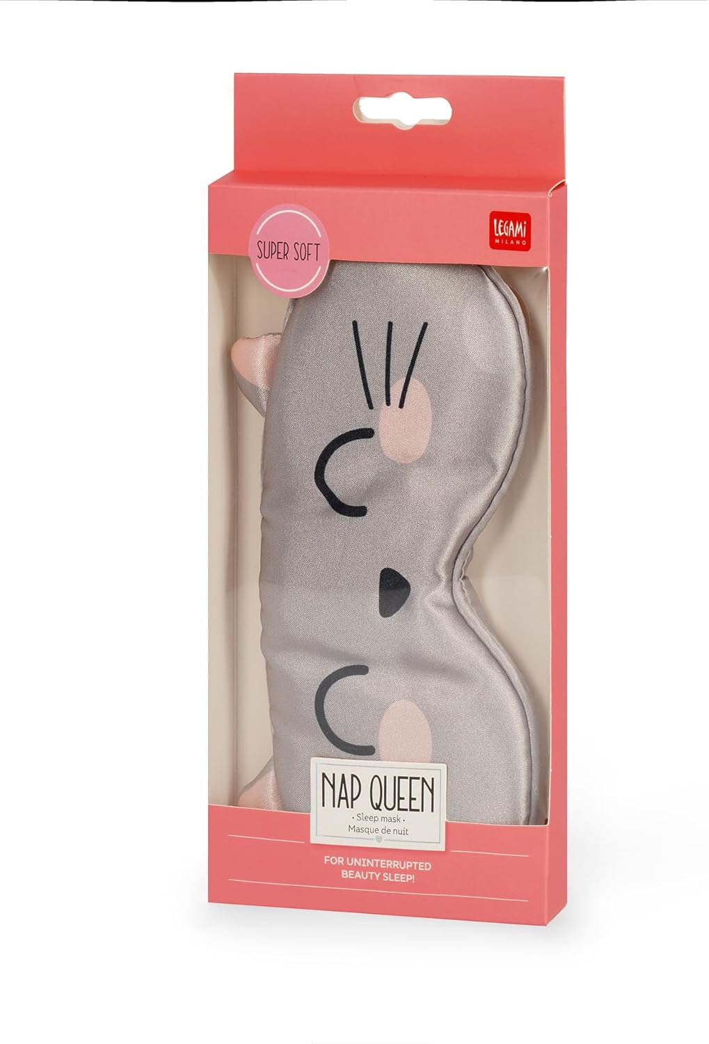 Legami – Schlafmaske Nap Queen, superweiche Schlafmaske mit verstellbarem Gummiband – Kitty-Polyester – 20,5 x 10 x 1 cm – Bild 4