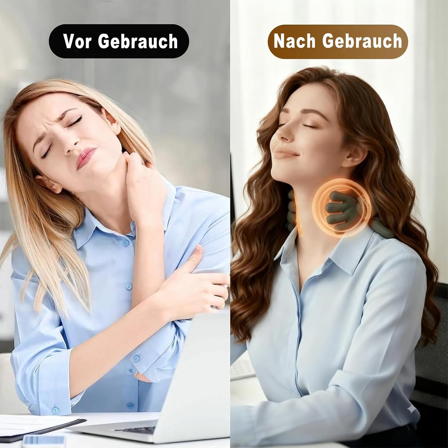 Massagegerät, 4D Bionic Hand-Nackenmassagegerät, elektrisches Shiatsu-Massagegerät mit Wärme, 3 Modi und 2 Wärmeeinstellungen, Tiefenmassage für Nacken und Schultern, lindert Muskelverspannungen und Müdigkeit – Bild 6