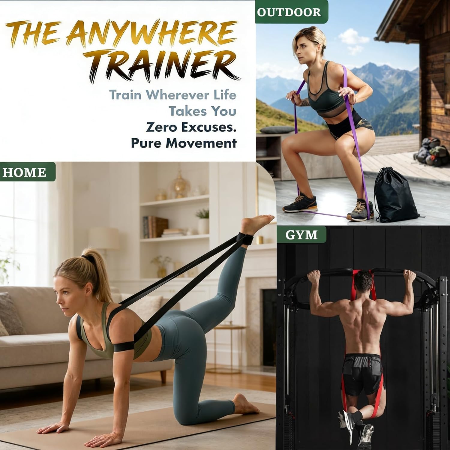Fitnessbänder, Widerstandsbänder Set, Widerstandsbänder Fitnessband mit Türanker, Schutzpolster und 2 x Griffen, Übungsband für Krafttraining, Yoga, Pilates, Muskelaufbau – Bild 8