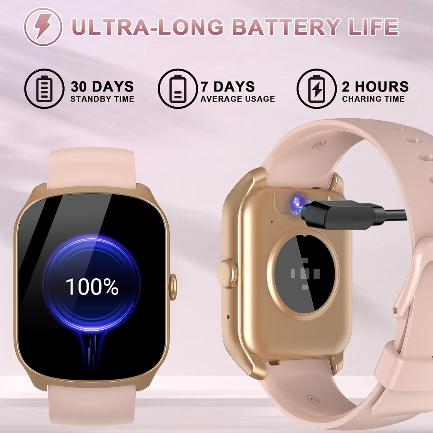 STECEi Smartwatch für Herren & Damen, 1,95'' HD Display, Bluetooth-Anruf entgegennehmen/tätigen, 112 Sportmodi, Fitnessuhr mit Schrittzähler/Schlafanalyse/Pulsmesser, IP68 wasserdicht, Rosa – Bild 6