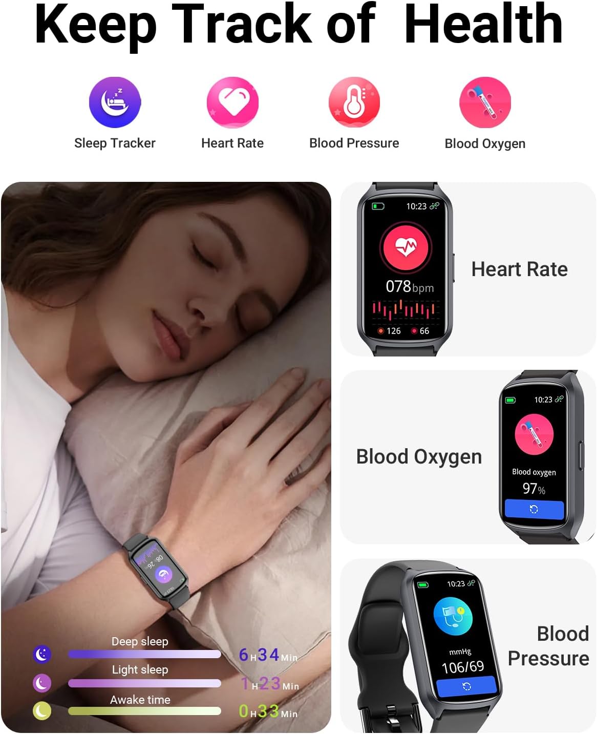Fitness-Tracker/Uhr für Damen und Herren, bis zu 7 Tage Akkulaufzeit, über 20 Trainingsmodi, SpO2-Tracking, Schlafmonitor, Herzfrequenzmesser, Schrittzähler, wasserdichter Aktivitäts-Tracker mit 5 ATM – Bild 4