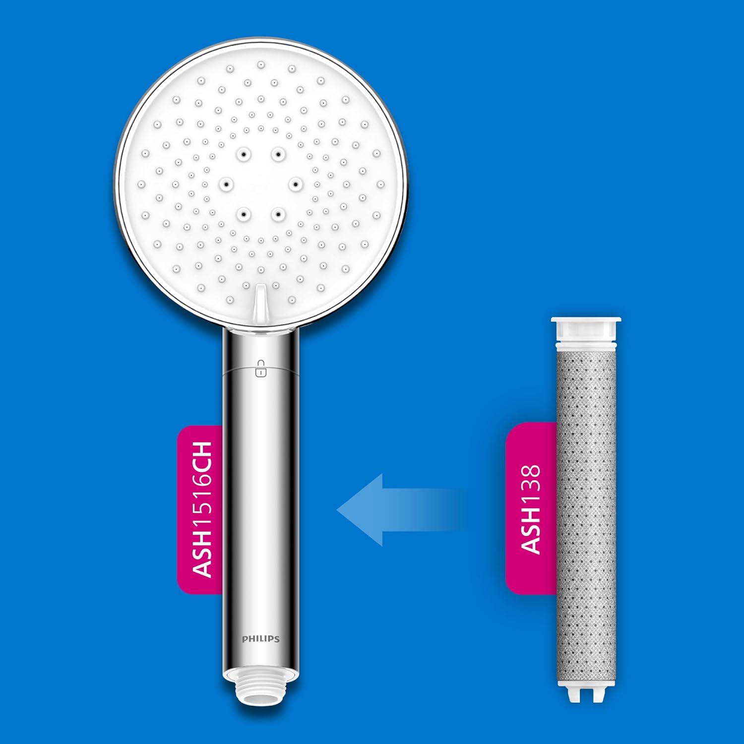 Philips Water Duschkopf mit Filter - Ersatzfilter 3 PACK, entfernt effektiv Chlor und andere große Partikel, 1 Monat Filterkapazität – Bild 4