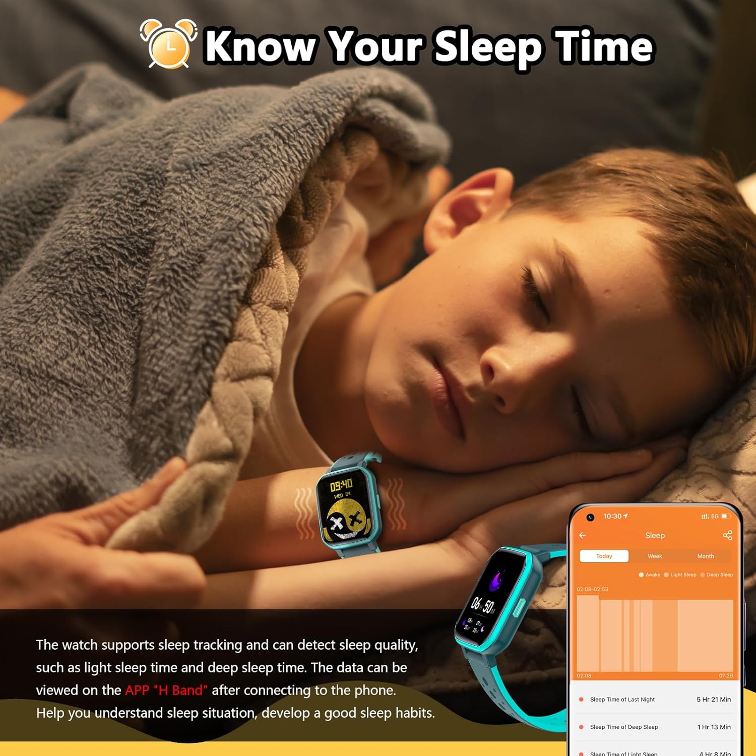 JOYELE Kinder-Smartwatch für Jungen und Mädchen, Fitness-Aktivitäts-Tracker-Uhr, IP68 wasserdicht, 19 Sportmodi, Herzfrequenz-Schlafmonitor, Schrittzähler, Kindergeschenke für Teenager – Bild 3