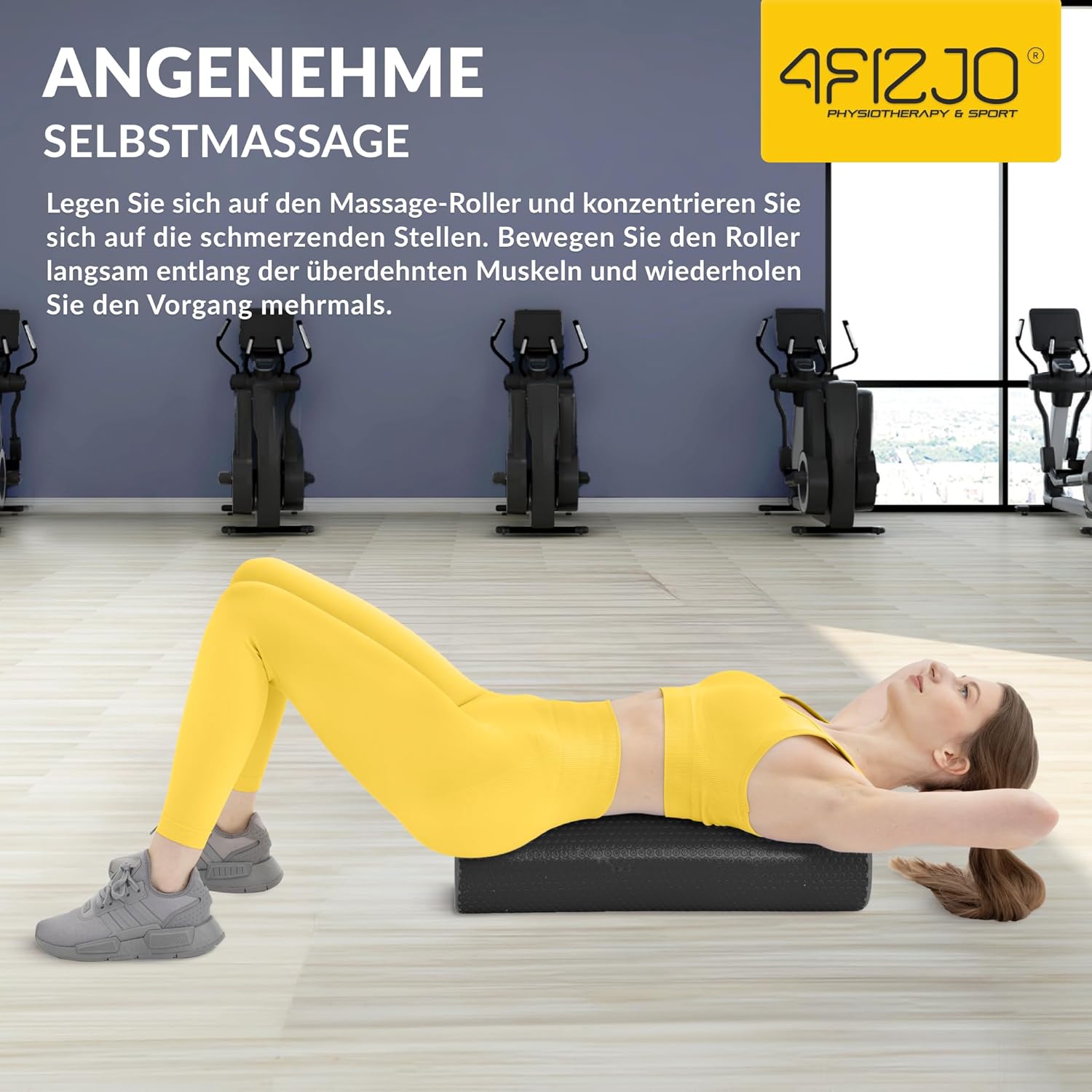 4FIZJO Faszienrolle mit Noppen aus EVA-Schaum, Durchmesser 15 cm, Länge 45 cm, Massagerolle, Rückenrolle, leicht, langlebig, mittlere Härte, Faszientraining, Massagetraining, schwarz – Bild 10