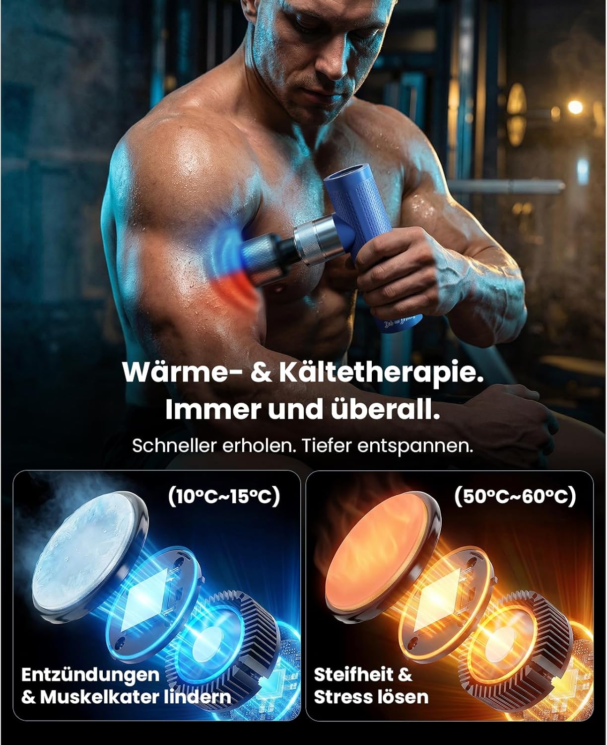 BOB AND BRAD A7 Pro Massagepistole mit Wärme und Kälte, 11-mm-Amplituden-Massagepistole, tragbares Mini-Tiefengewebe, 3200 U/min, professionelles leises Massagegerät gegen Schmerzen, Geschenk für Vater, Mutter – Bild 3
