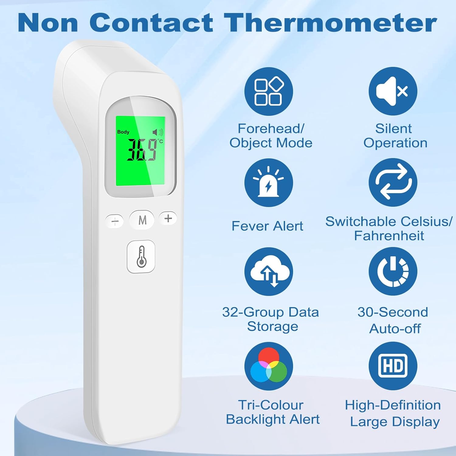 Fieberthermometer für Baby, Kinder, Erwachsene, Infrarot-Thermometer, Fieber-Stirn, digitales kontaktloses Stirnthermometer, digitales Infrarot-Thermometer, Neugeborene mit Fieberalarm, LCD-Display – Bild 2