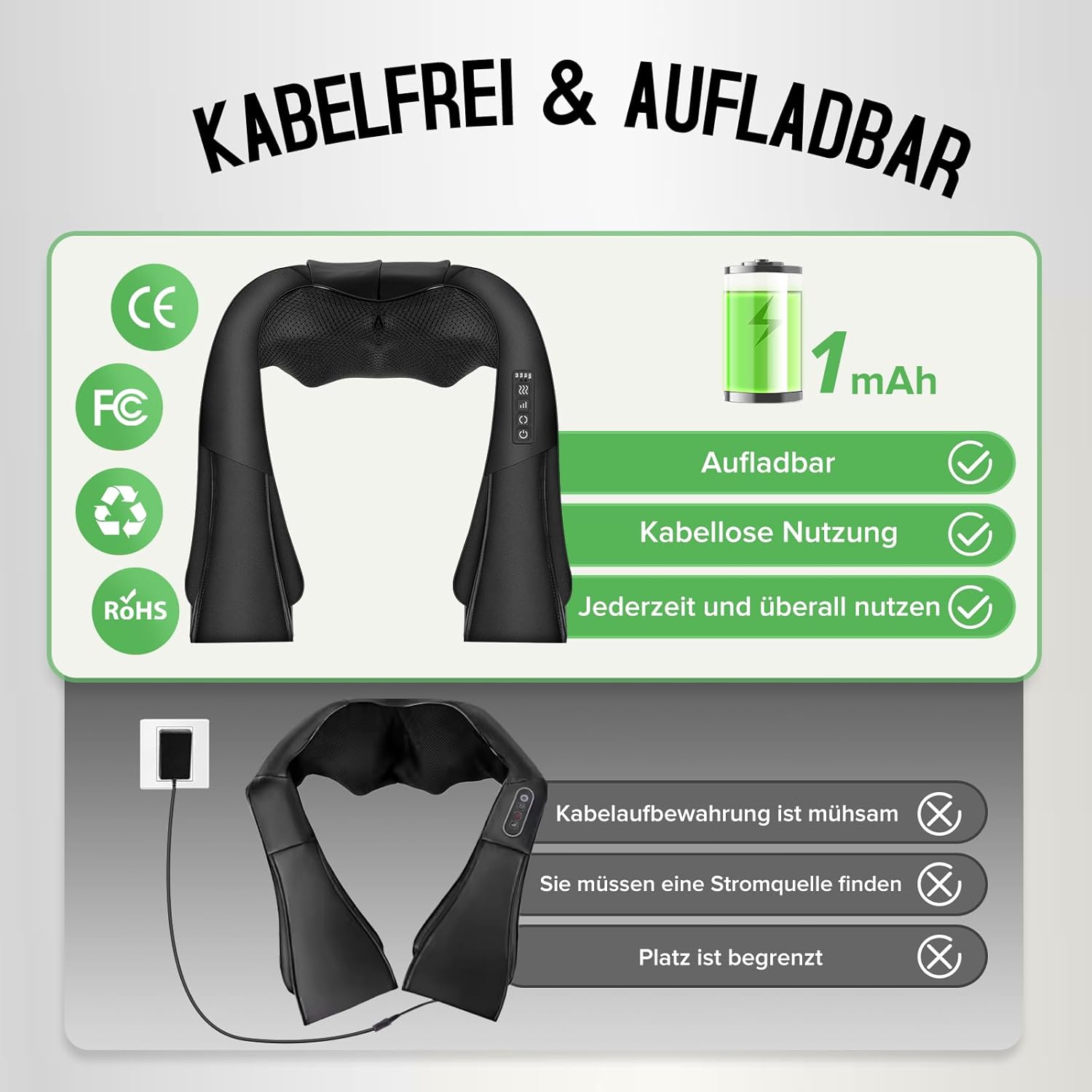 AERLANG 2026 Kabelloses Nackenmassagegerät mit Wärme, Shiatsu-Massagegerät 3D-Tiefenmassage, geeignet zum Massieren von Nacken, Schultern, Rücken usw., bestes Geschenk – Bild 8