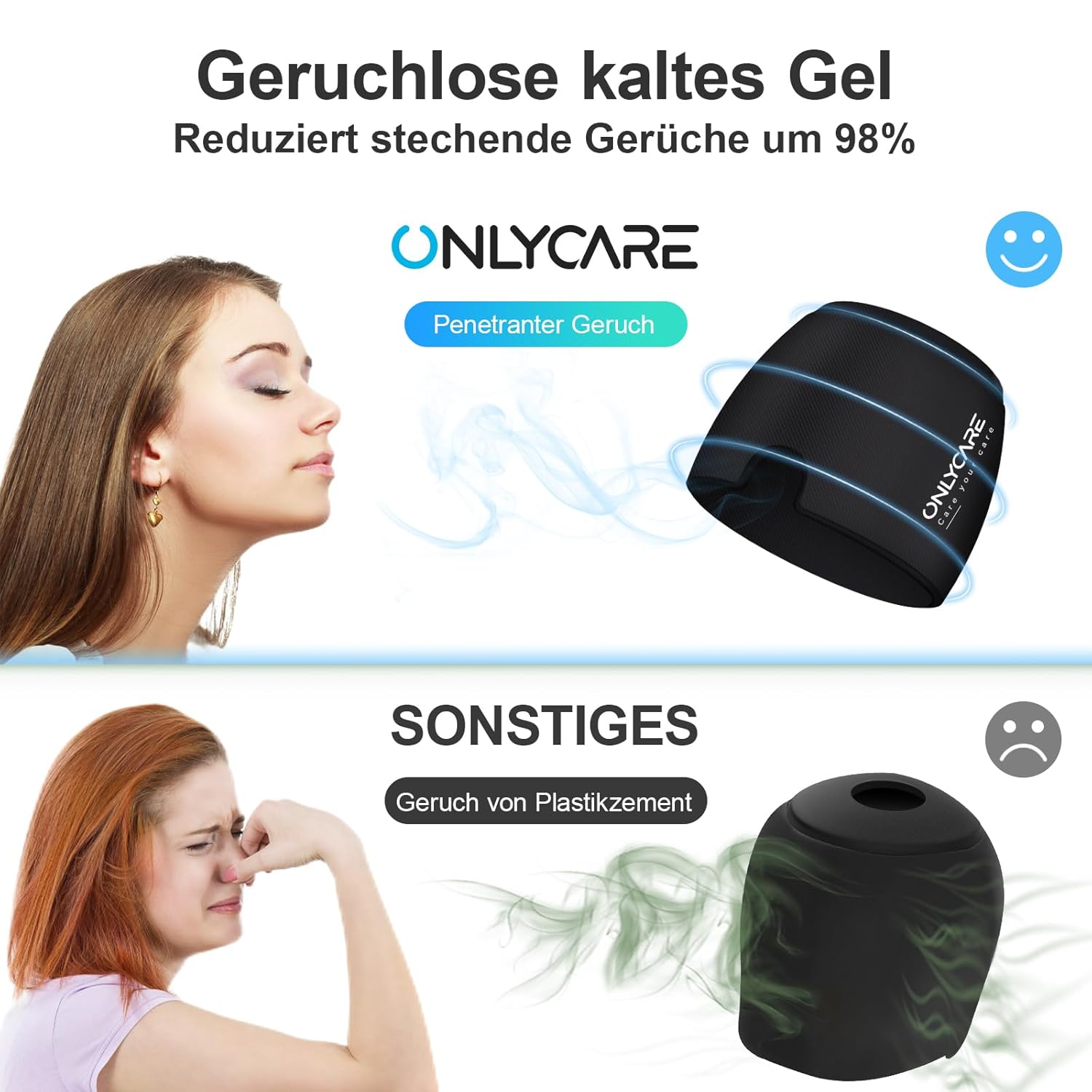ONLYCARE Migränemaske, verbesserte Migräne-Kühlmaske, Schlafmaske, Kühlkappe, Kühlhaube, 360°-Gel-Surround-Kühlpads zur Linderung von Migräne, Kopfschmerzen, Stress – Bild 3