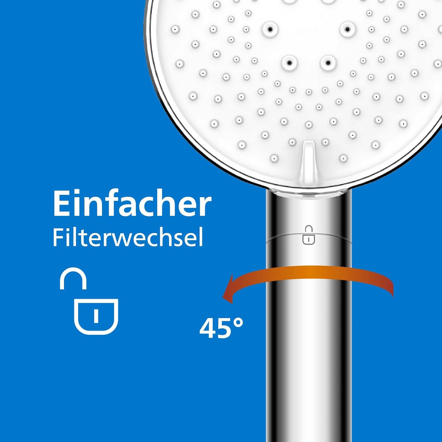 Philips Wasserduschkopf mit Filter, entfernt effektiv Chlor und andere große Partikel, drei Sprühmodi, Druckverstärkungsdesign, 1 Monat Filterkapazität, Chrom – Bild 6