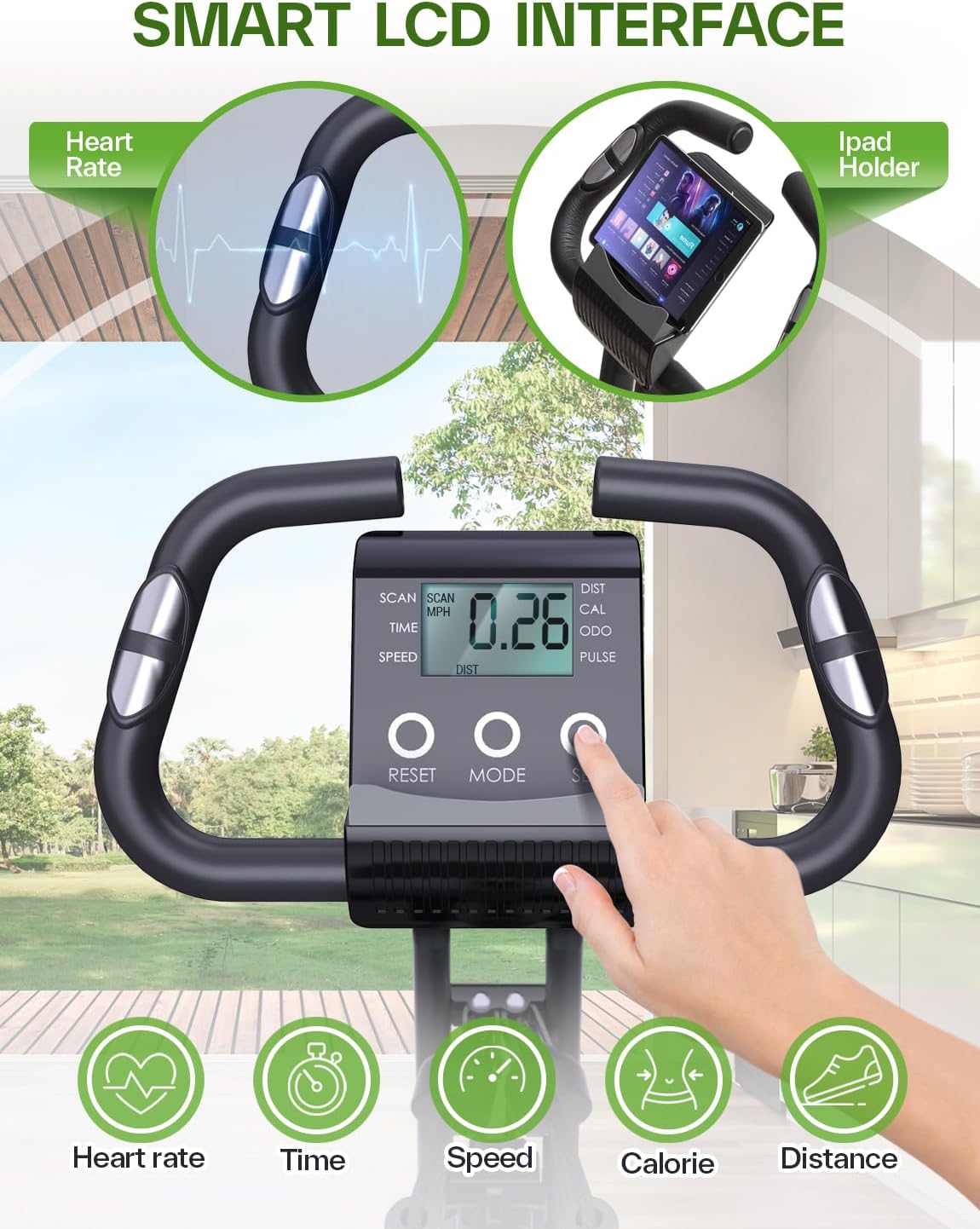 Sportneer Heimtrainer Fahrrad Klappbar, 4-in-1 Ergometer Heimtrainer, Spinning Bike Indoor mit 16 Widerstandsstufen, Ergometer Klappbar mit LCD-Display & Handpulssensoren, Für Anfänger & Profis – Bild 7