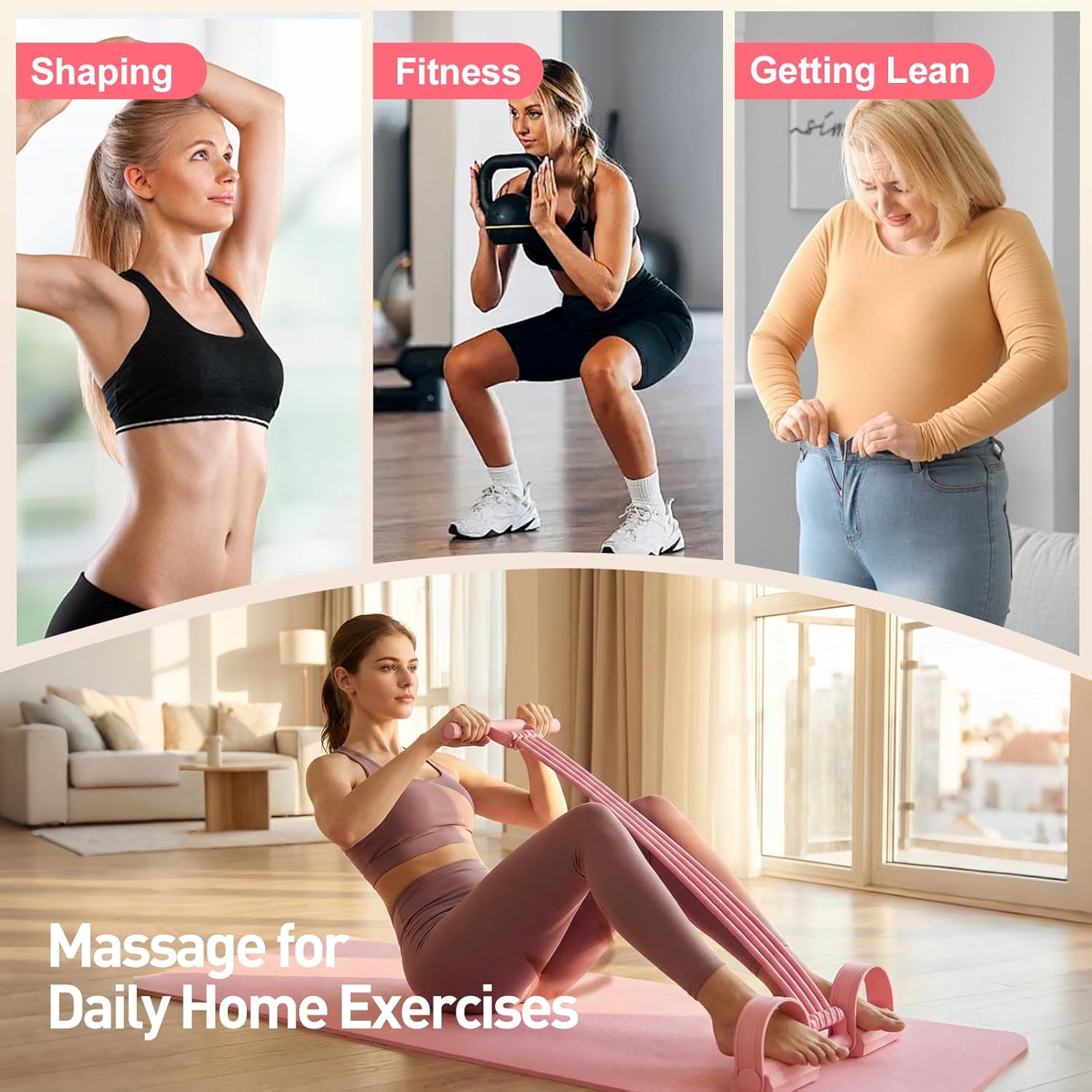 Widerstandsbänder mit Griff, 3-in-1 Multifunktions-Expander, Fitnessbänder Fußzugband 8 Röhren Resistance Bands, Ganzkörpertrainer für elastisches Zugseil Beintrainer für Yoga Fitness – Bild 5