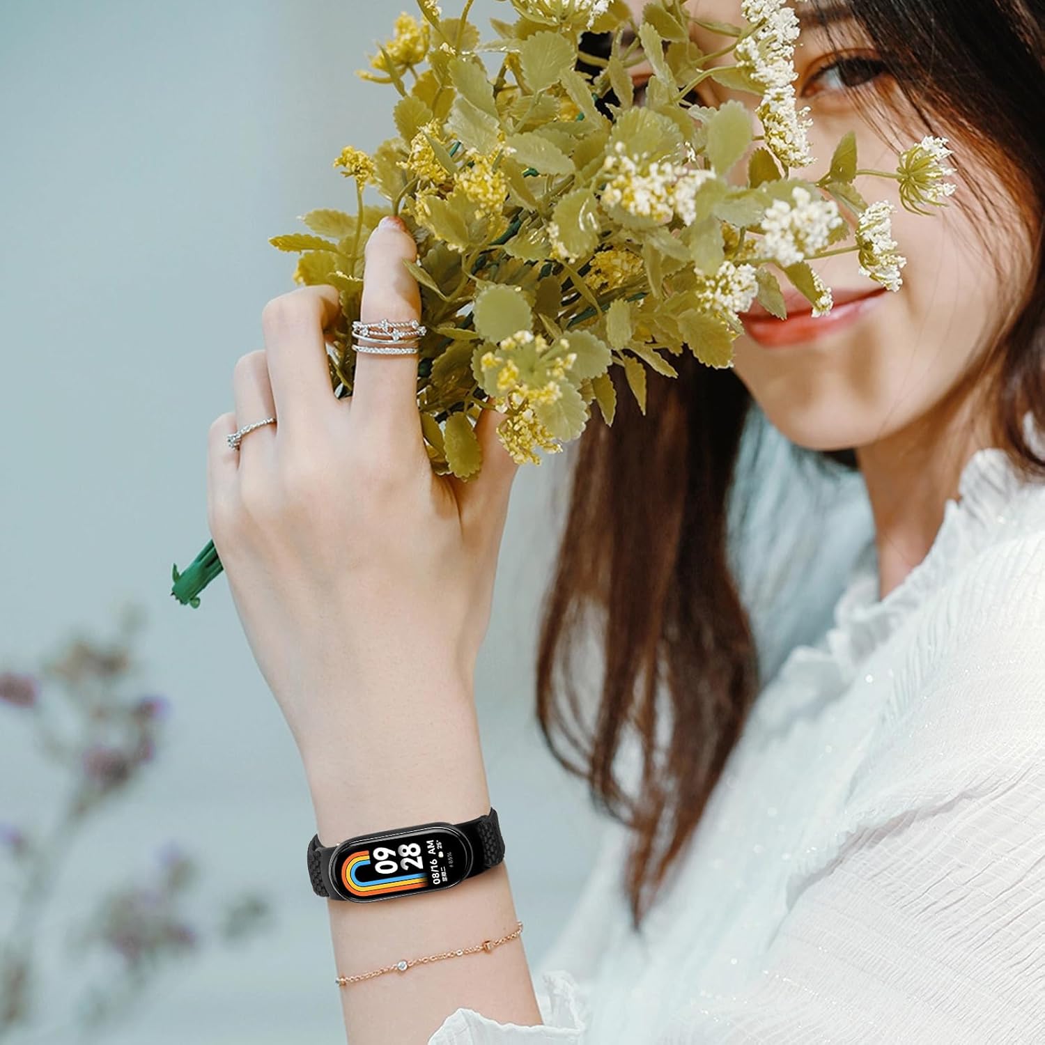 Elastisches Nylon-Armband, nur kompatibel mit Xiaomi Smart Band 10/9/8, verstellbare dehnbare Armbänder, Sport-Ersatzarmband für Xiaomi Mi Band 8/Mi Band 9/Mi Band 10 Herren Damen (2 Stück) – Bild 6