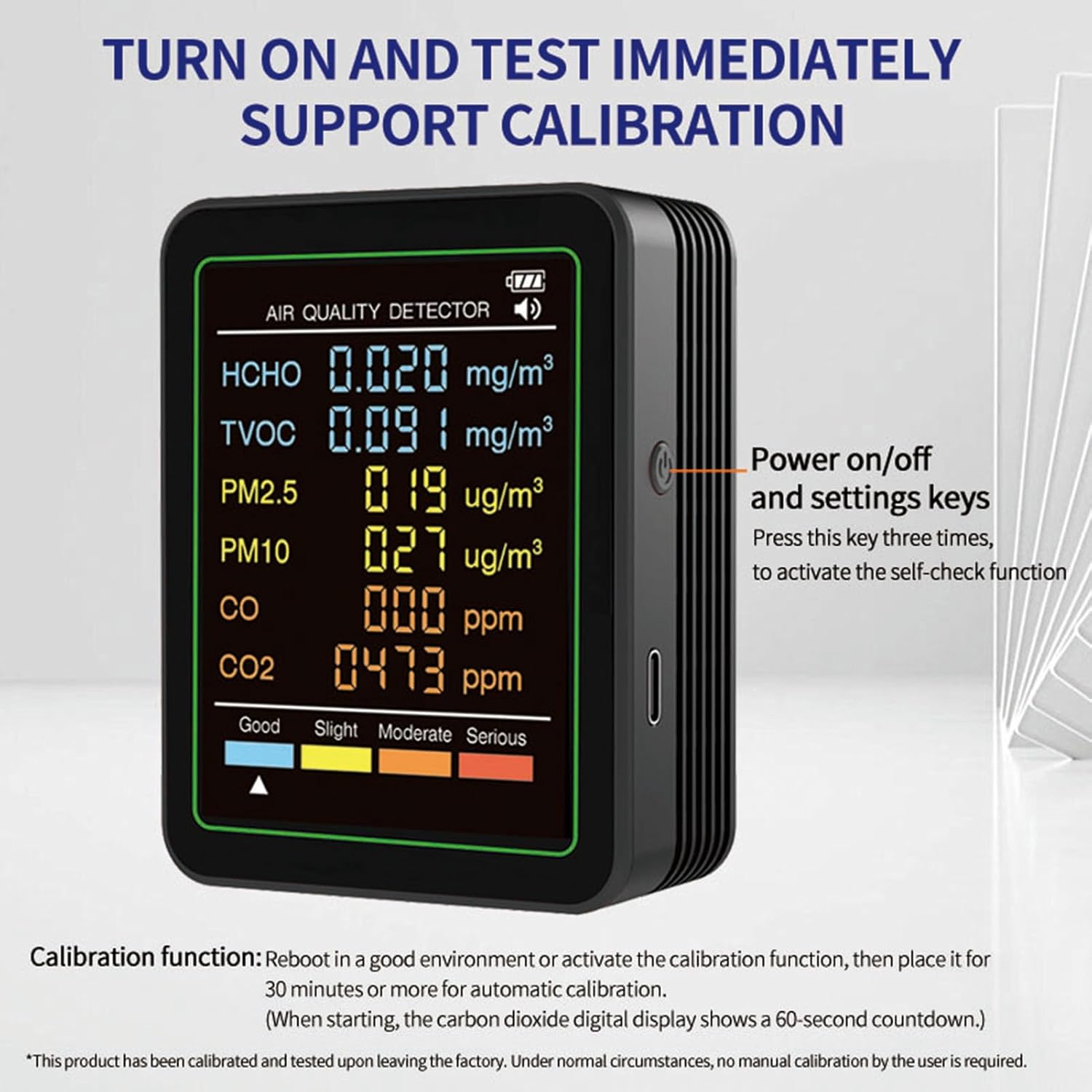 Cuifati 6-in-1 professioneller Raumluftqualitätsmonitor, tragbarer CO2-Monitor für den Innenbereich, HCHO, CO-Monitor, TVOC, PM2,5, PM10, Monitor für saubere Luft in geschlossenen Räumen – Bild 7