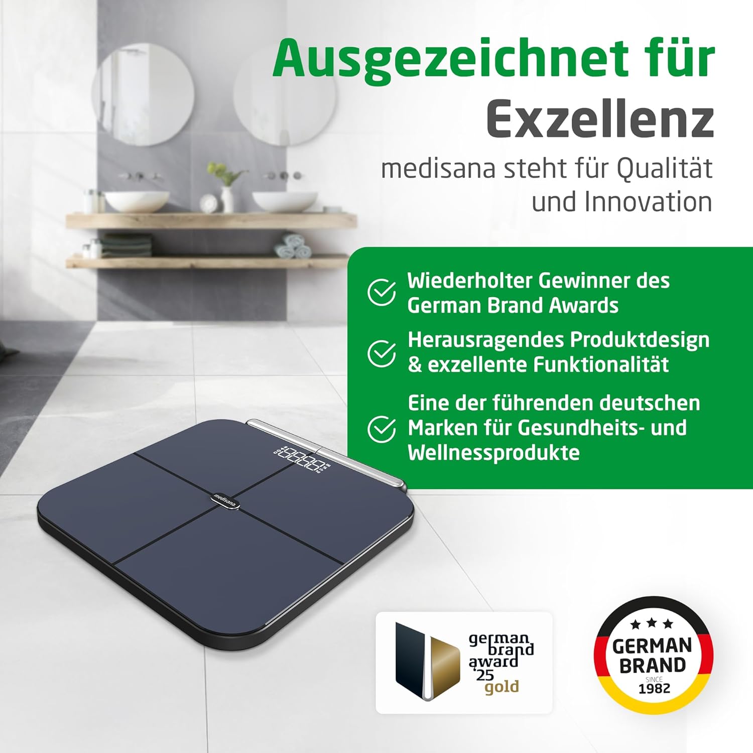 medisana BS 850 connect Körperanalysewaage mit Handsensoren, Körperwaage mit 8 Elektroden, Messung von Gewicht, Körperfett, Muskelmasse etc., Personenwaage smart mit App-Anbindung – Bild 6