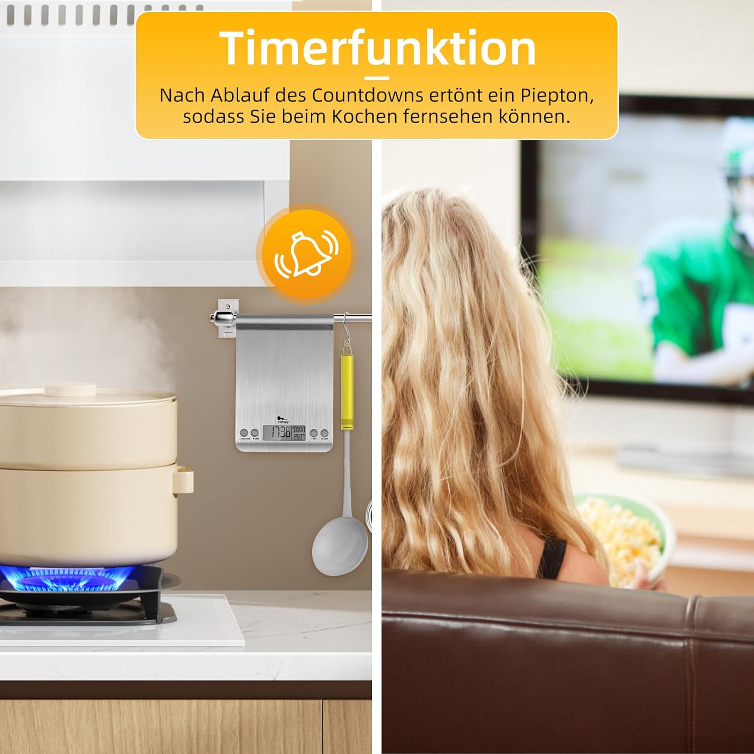 Uten Digitale Küchenwaage, weiße Buchstabenwaage mit Tara-Funktion, großes LCD-Display, automatische Abschaltung, elektronische Waage für Lebensmittel/Backen/Kochen (8 kg in 1 g), weiß – Bild 4
