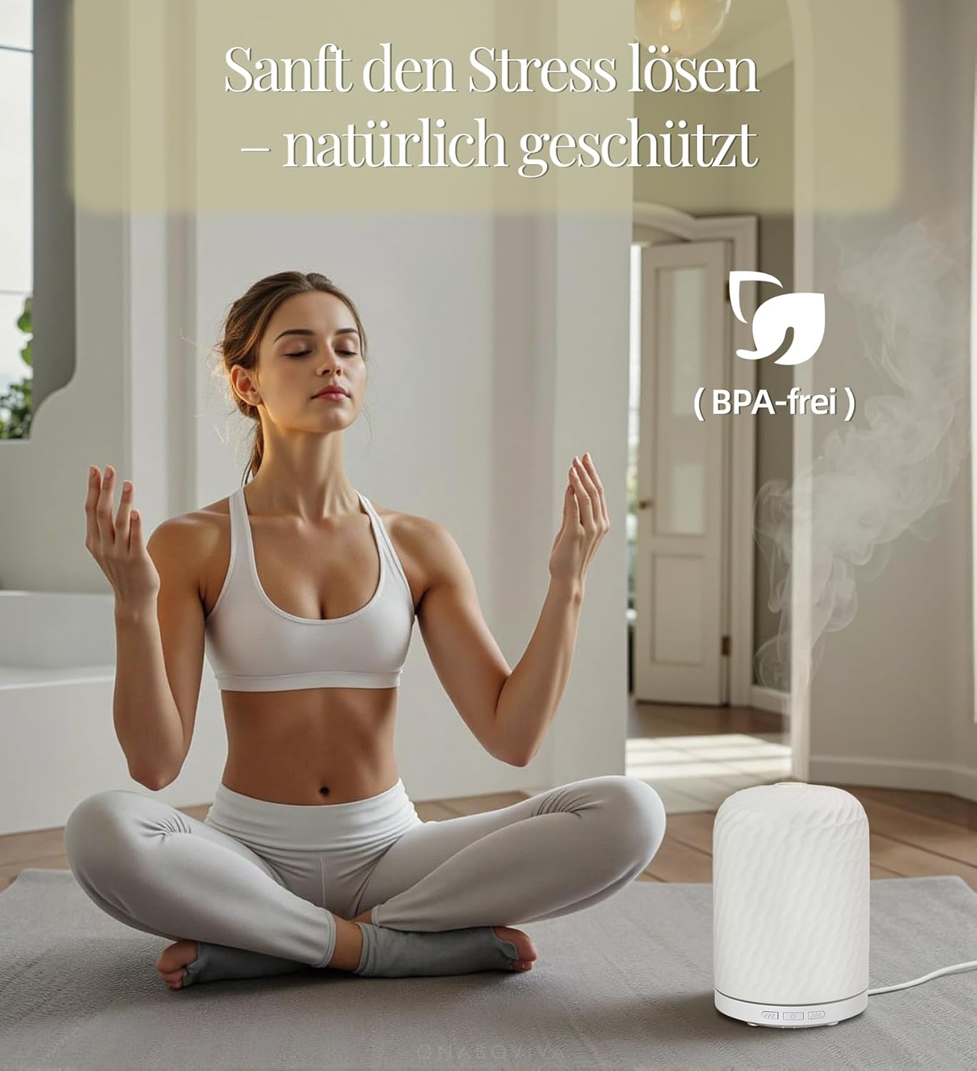 Aromadiffusor – Ultraschalldiffusor mit Befeuchtung und Wellness-Licht aus handgefertigter Keramik, automatische Abschaltung, BPA-frei, geräuscharme Konstruktion, ideal für Schlafzimmer, Büro und als Geschenk – Bild 4